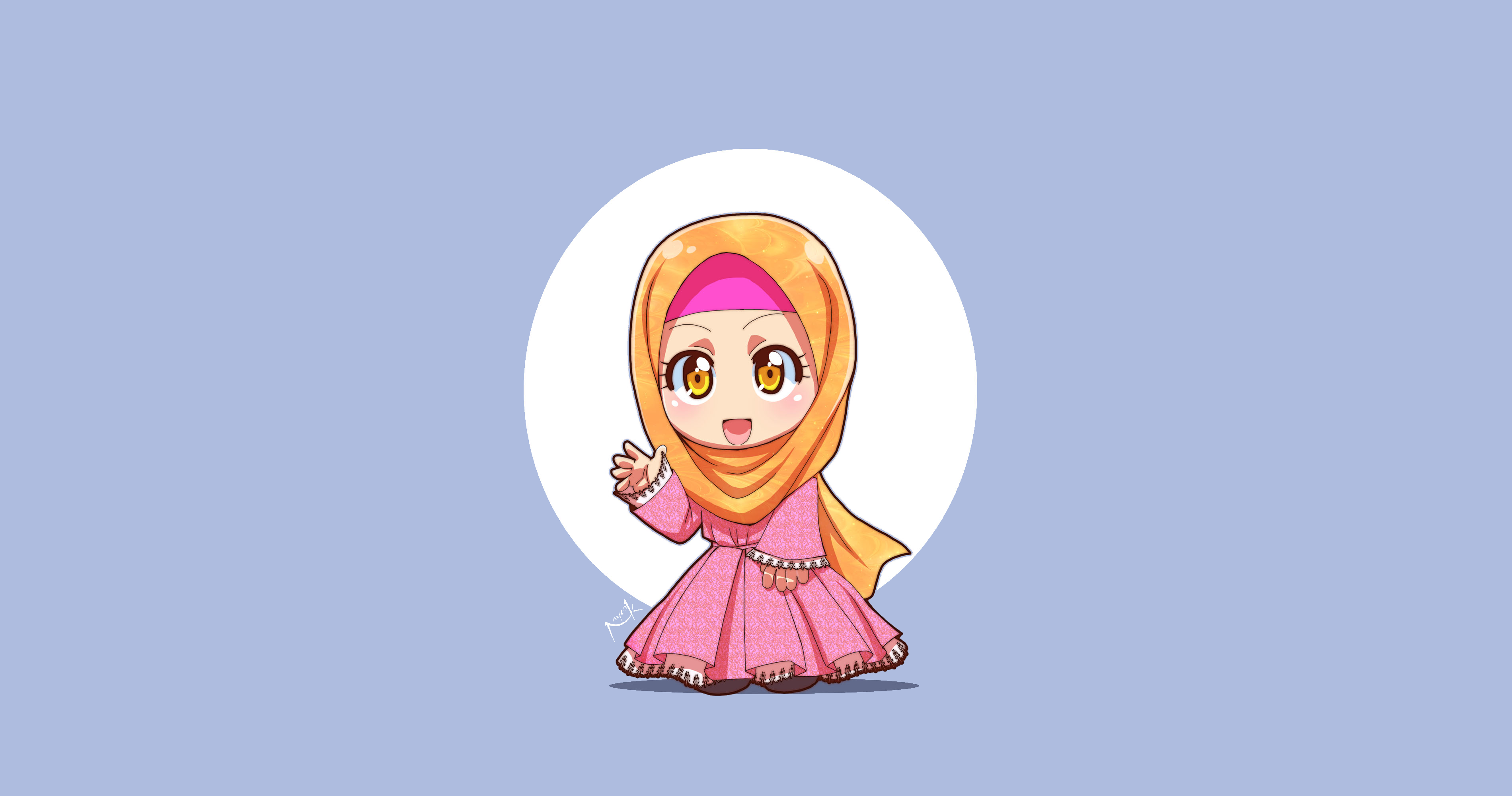 Girl Hijab Chibi 3800x2000