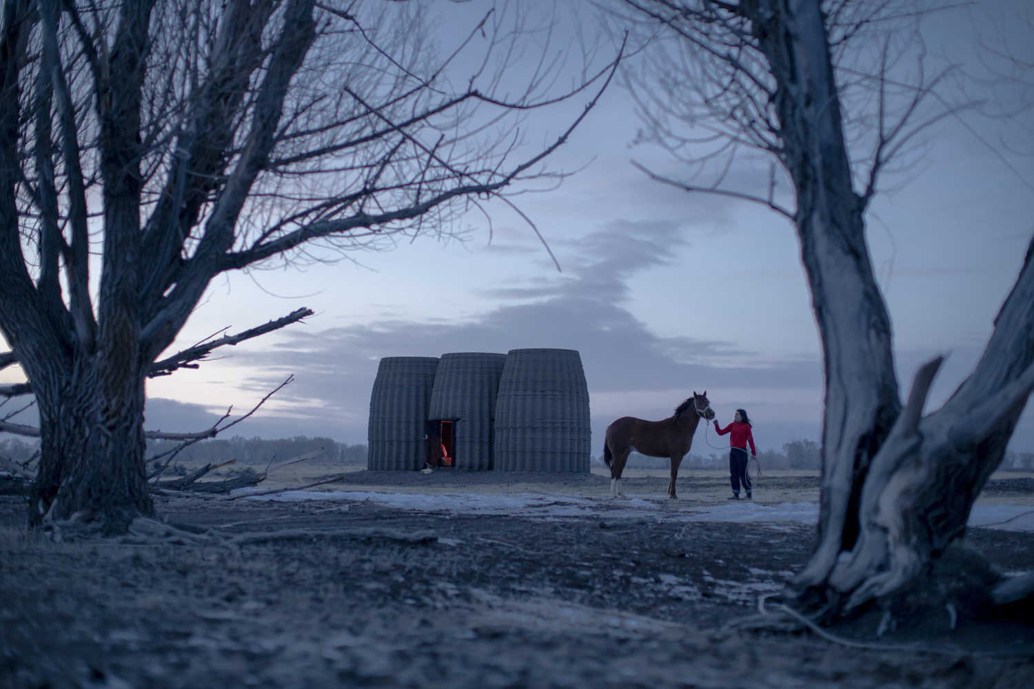 Architecture Modern House Cabin 3D Printed Horse Winter 1500x1000