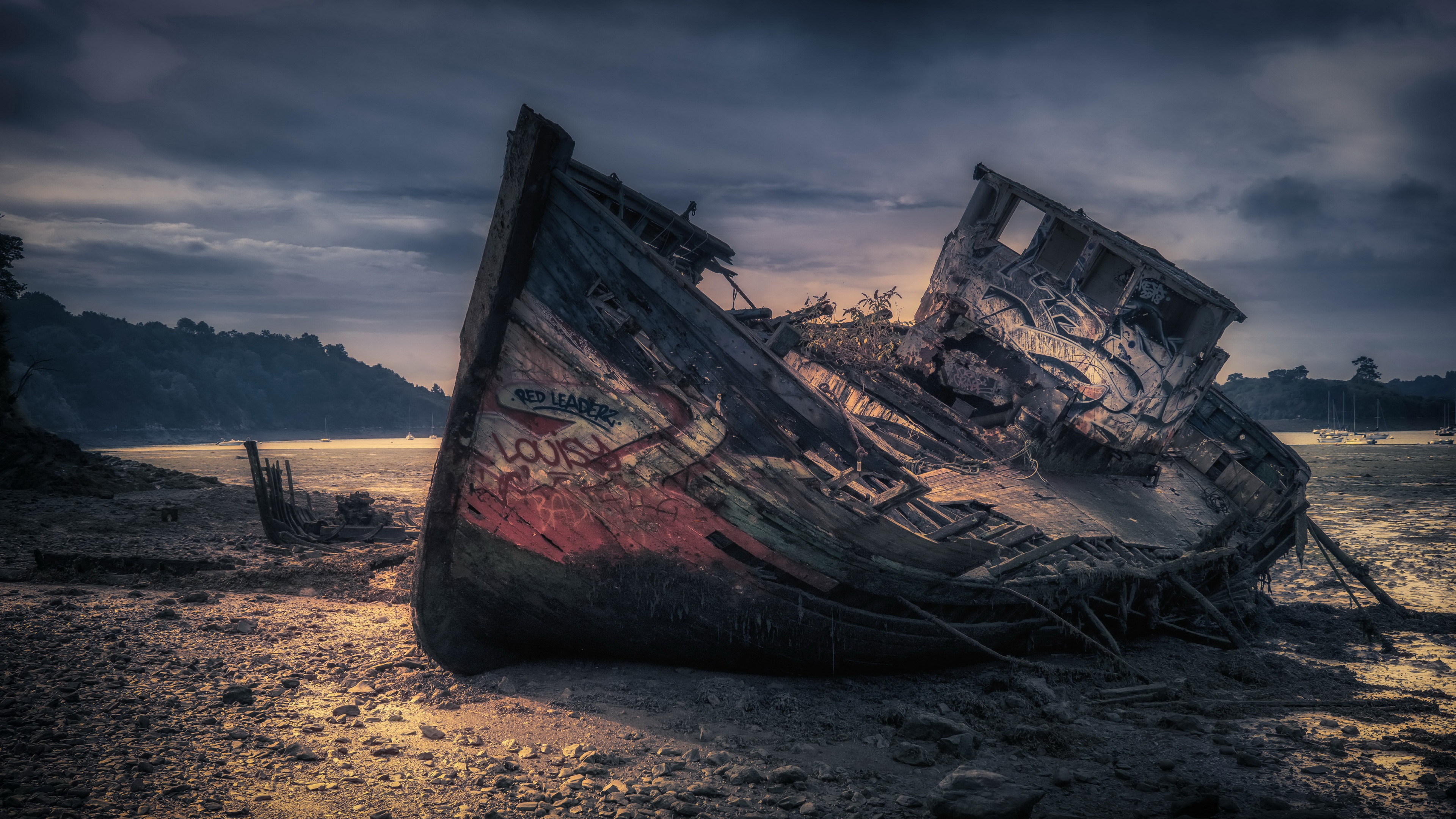 Outdoors Boat Wreck Old 3840x2160