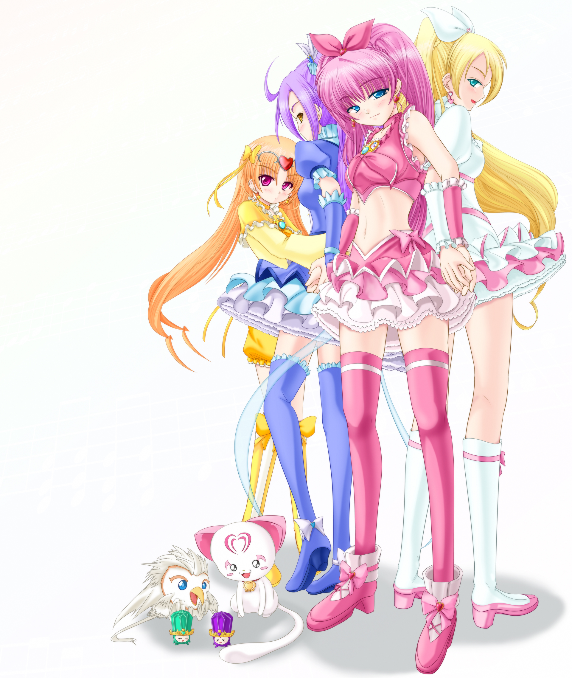 Anime Anime Girls Pretty Cure Magical Girls Suite Precure Cure Melody Cure Rhythm Cure Beat Cure Mus 1920x2275
