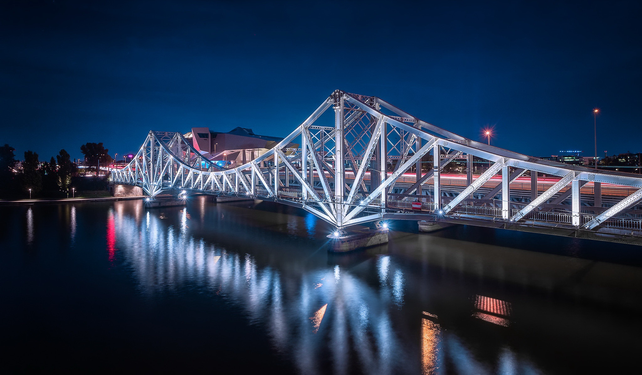 Bridge France Night Reflection 2048x1196