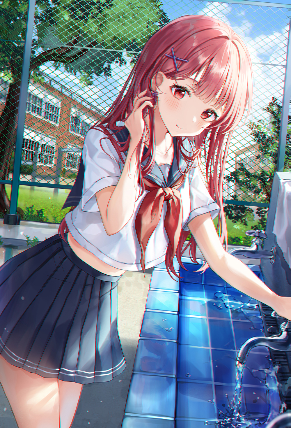 Anime Anime Girls 2D Digital Digital Art Schoolgirl Skirt School ...