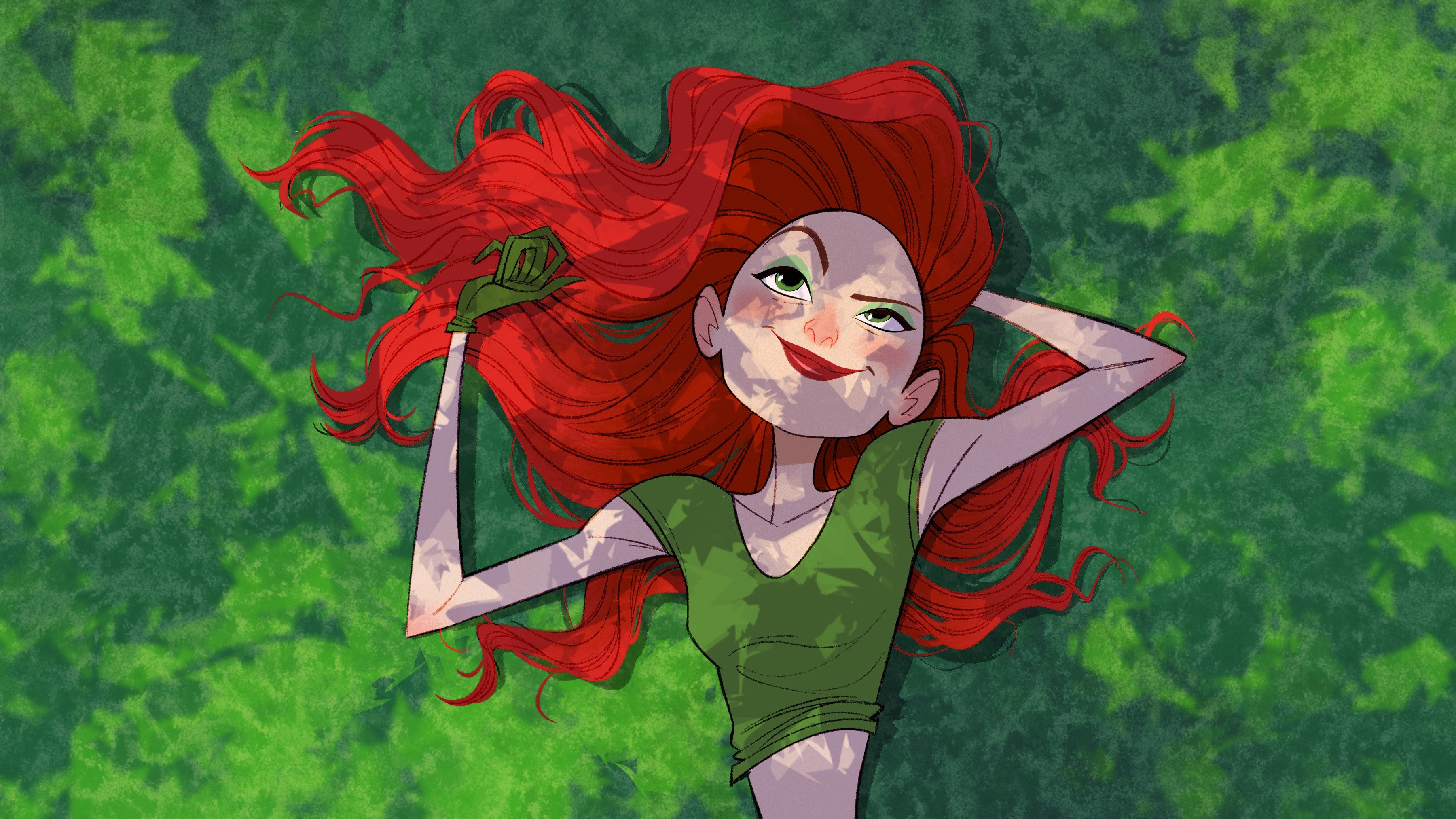 Dc Comics Girl Long Hair Red Hair Green Eyes 3600x2025