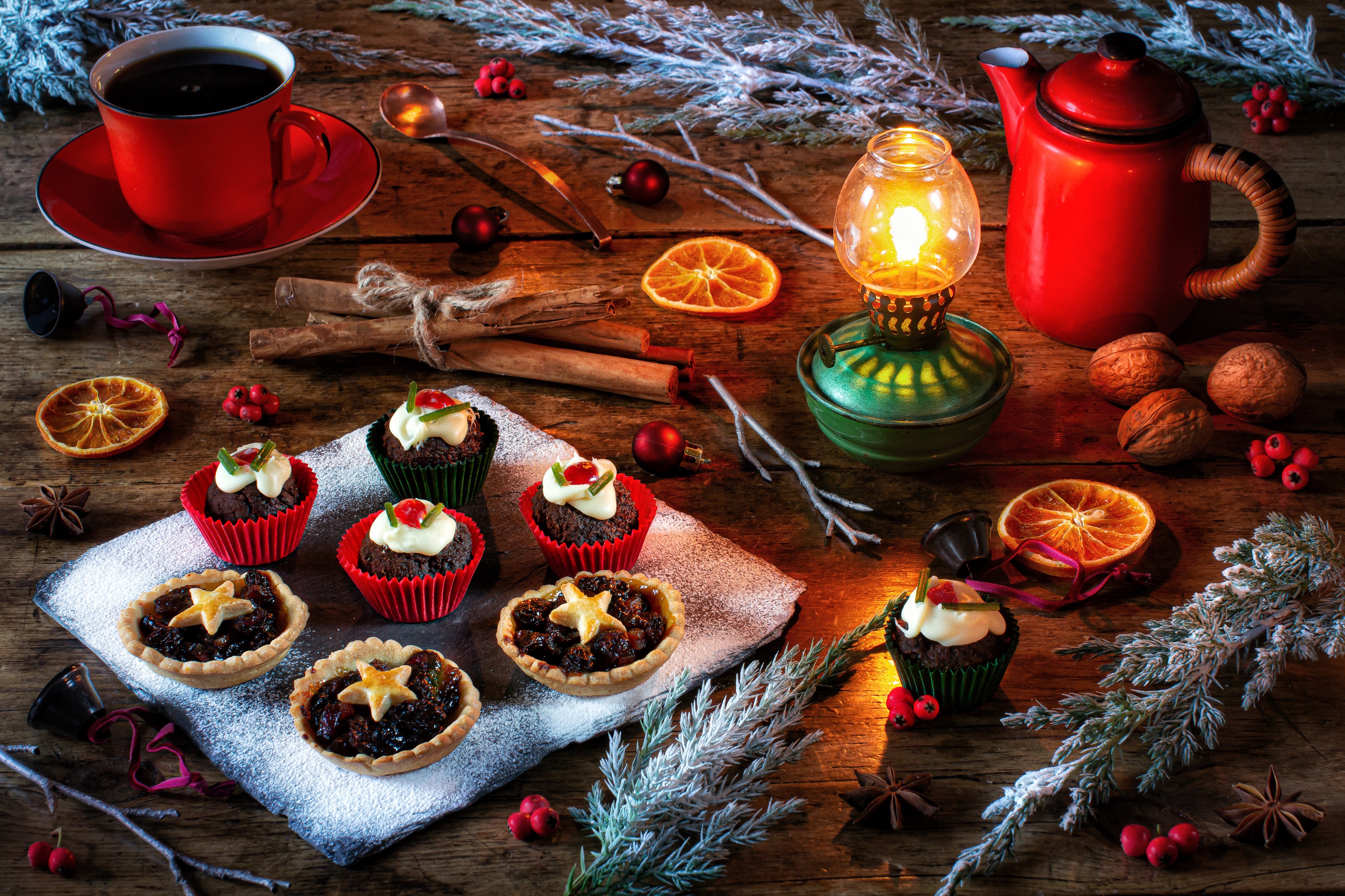 Christmas Cinnamon Cup Cupcake Kettle Lantern Nut Tea 5184x3456