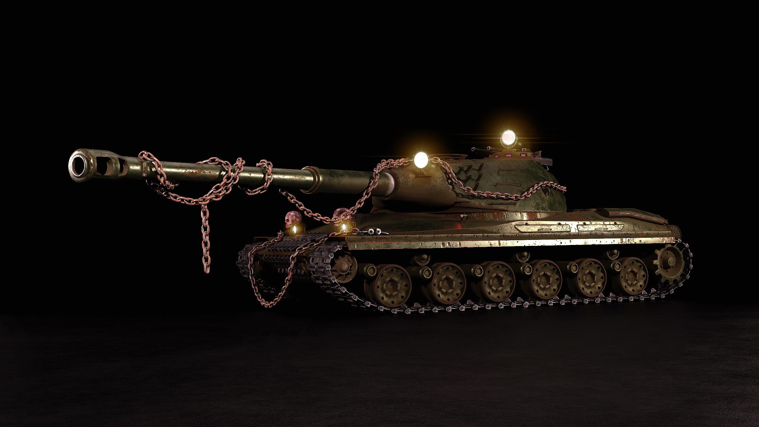 60TP 60TP The Marauder Tank Cold War Rust Chains Metal Skull Lights 3D CGi Fictional War Military 2560x1440