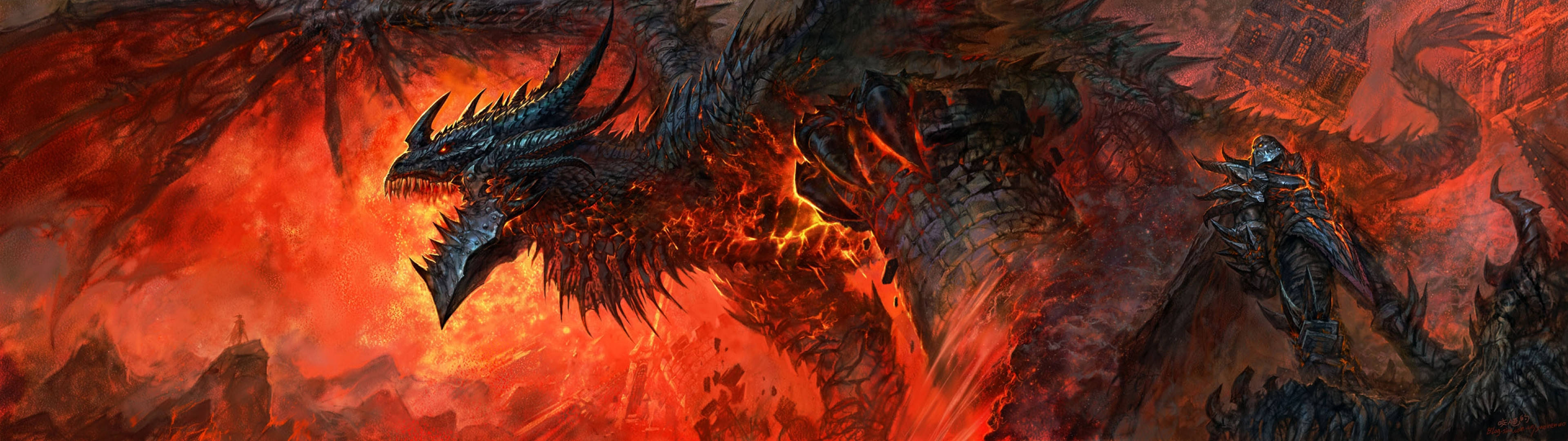 Deathwing World Of Warcraft Dragon 3840x1080