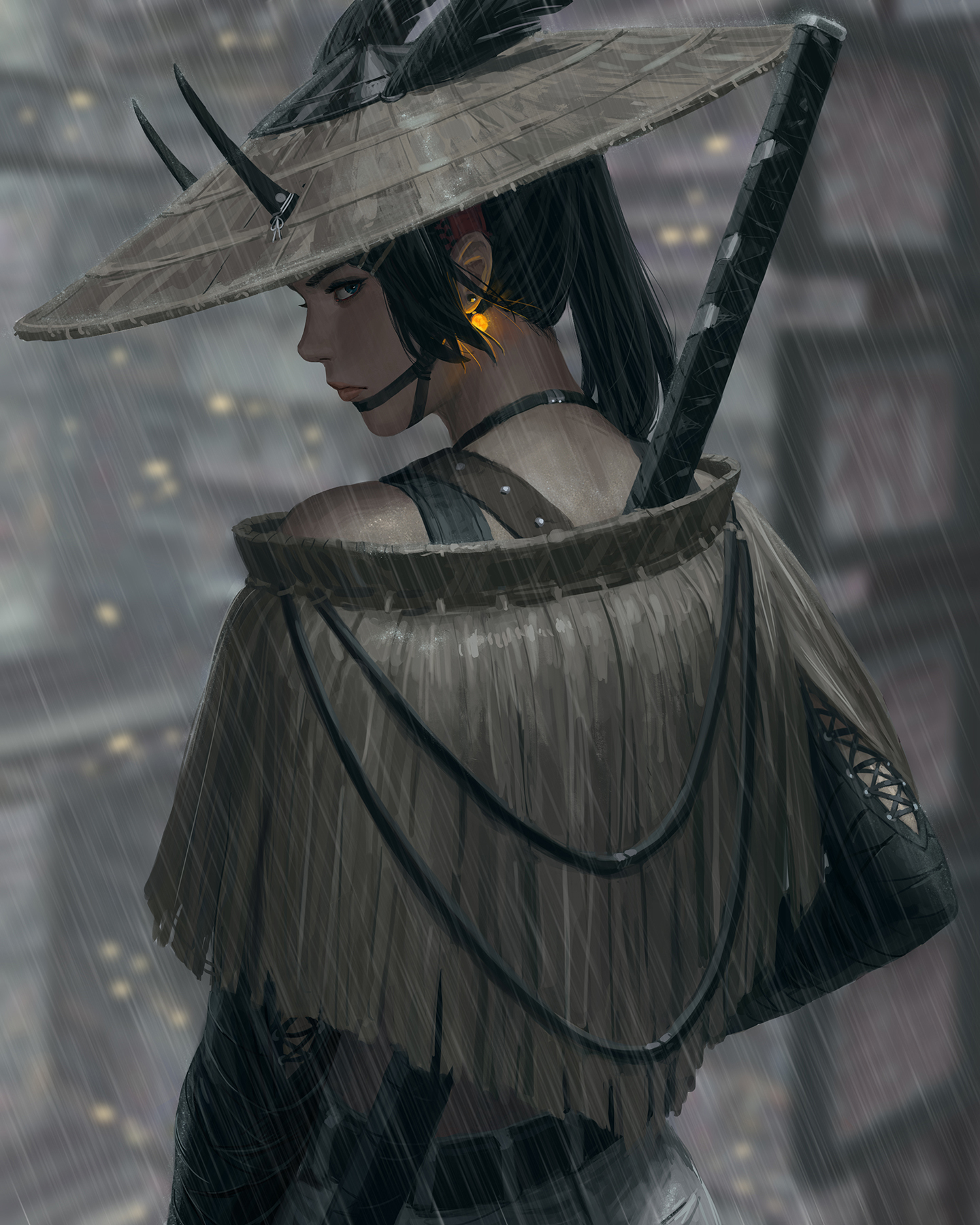 GUWEiZ Digital Art Artwork Digital Painting Fictional Character Fictional Characters Katana Bare Sho 1440x1800