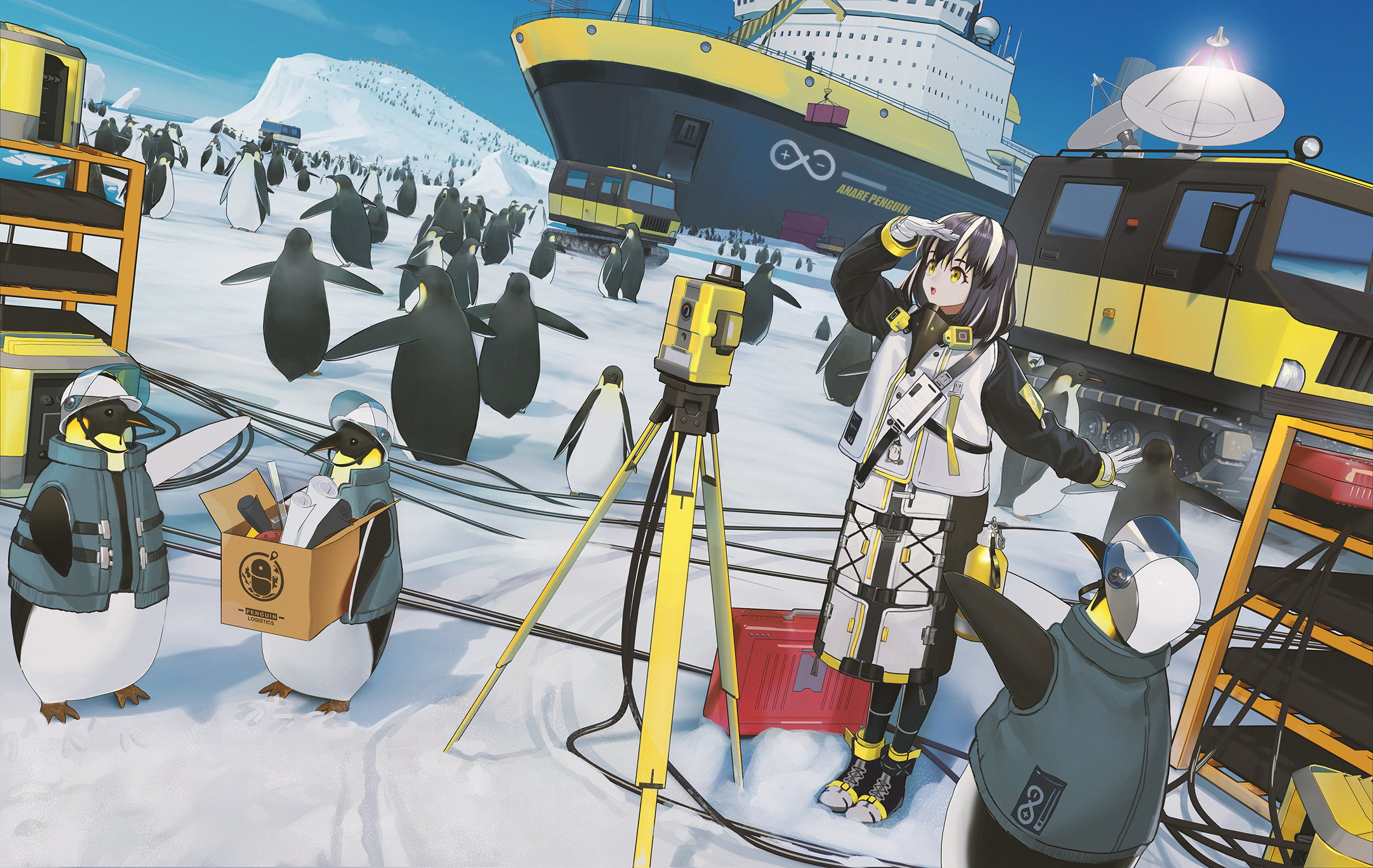 Animals Penguins Anime Anime Girls Ship Snow Magallan Arknights Arknights Kirino Ttk 2372x1500