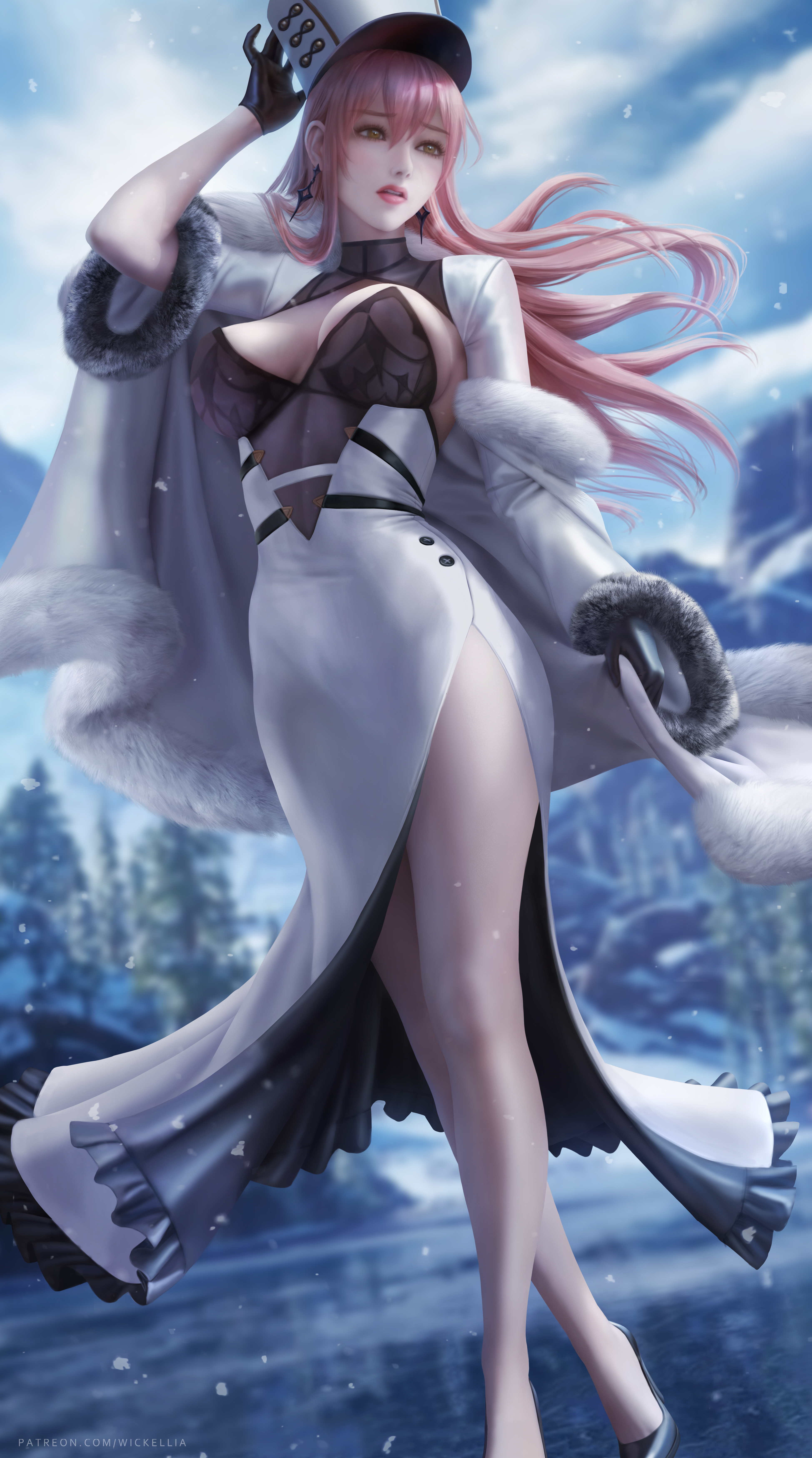 Volga Azur Lane Azur Lane Anime Anime Girls Video Games Coats Dress Winter 2D Artwork Drawing Fan Ar 3900x7000