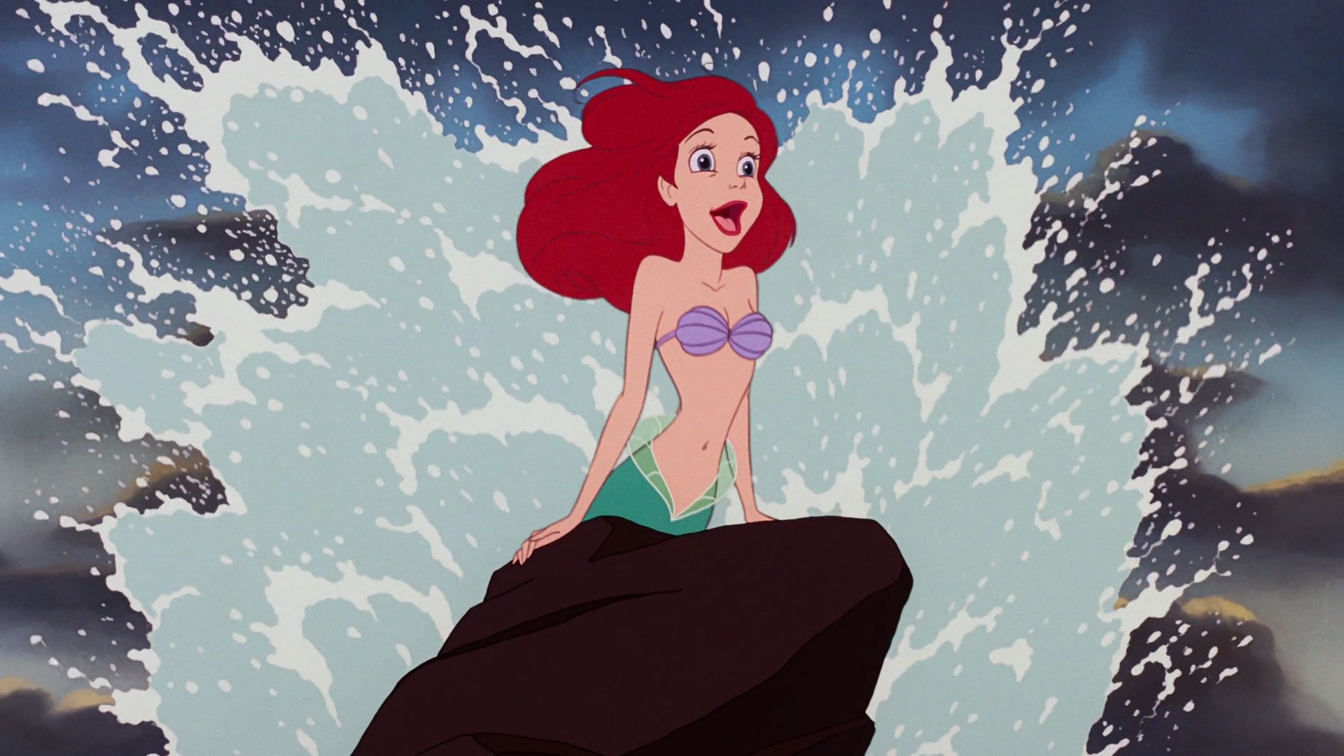 Ariel The Little Mermaid Girl Mermaid Red Hair The Little Mermaid Wave 1920x1080