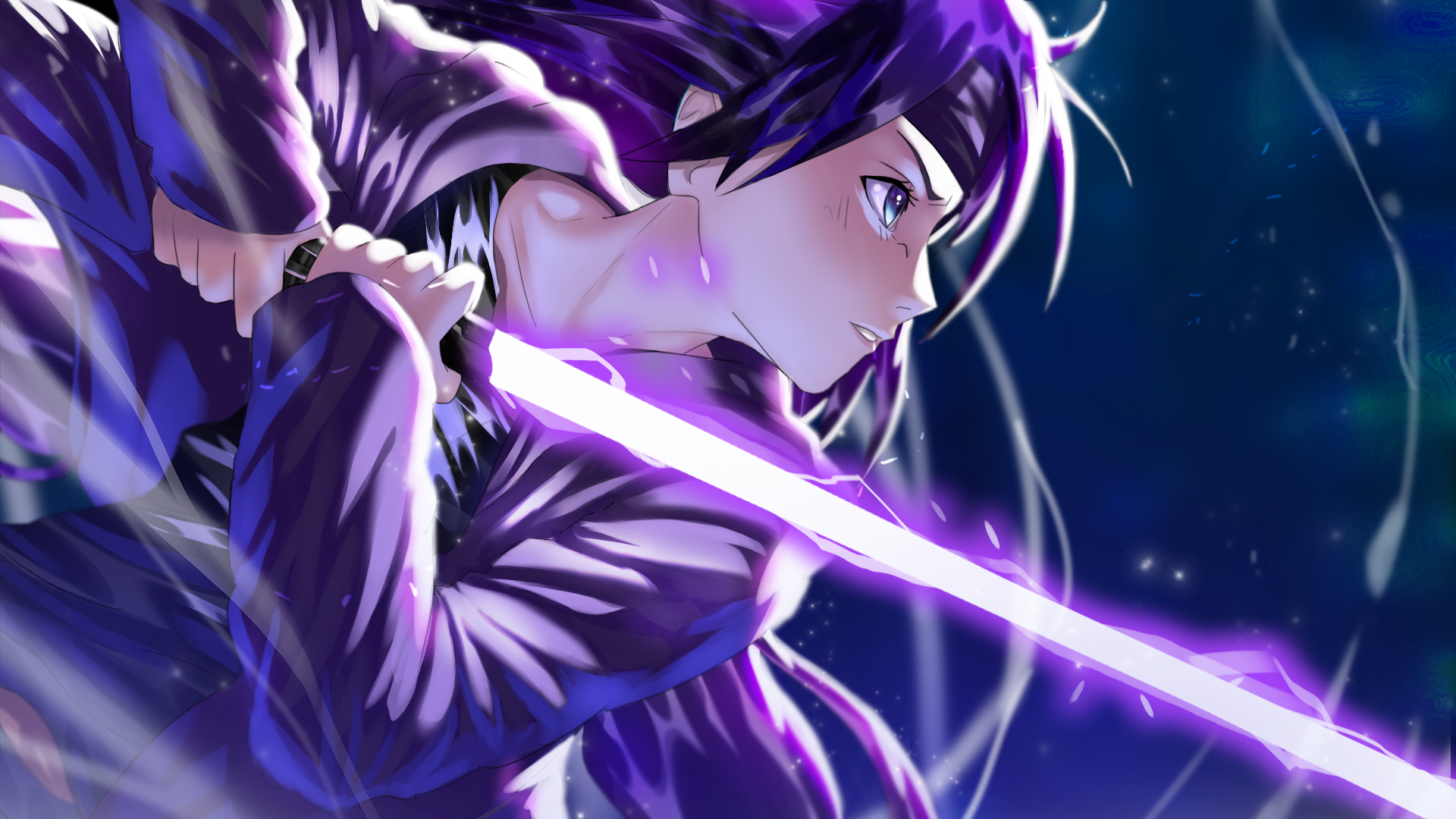 Girl Sword Purple Hair Weapon Lightsaber Purple Lightsaber 1920x1080