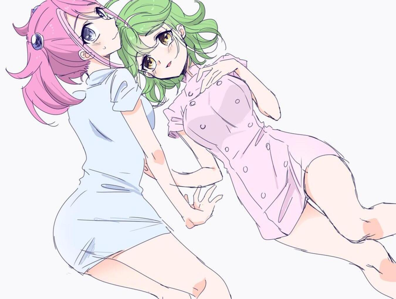 Anime Anime Girls Nurse Outfit Nurses Yu Gi Oh Yu Gi Oh ARC V Hiiragi Yuzu Rin Yu Gi Oh Twintails Pi 1350x1020