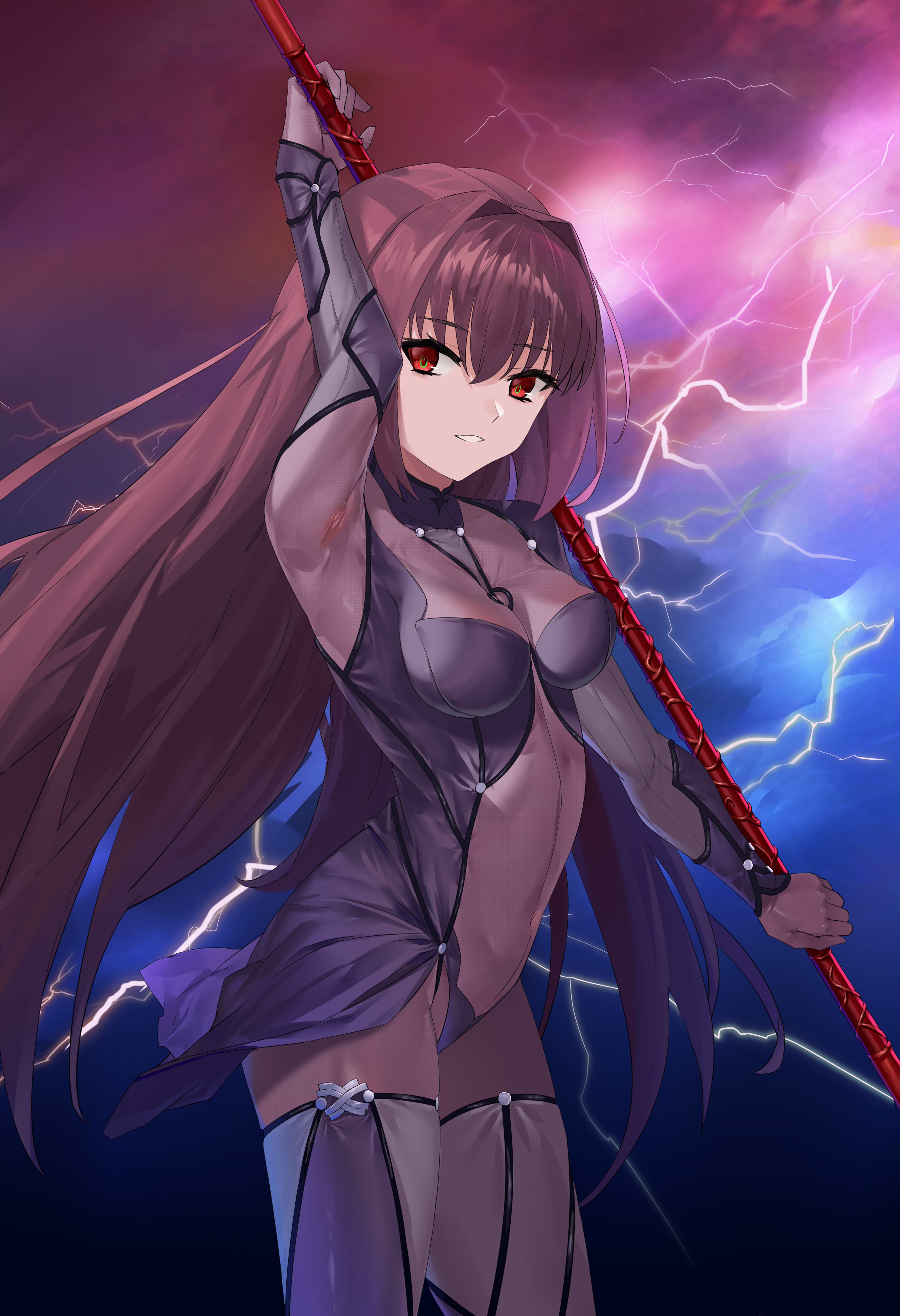 Anime Anime Girls Fate Series Fate Grand Order Scathach Long Hair Purple Hair Artwork Digital Art Fa 2800x4093