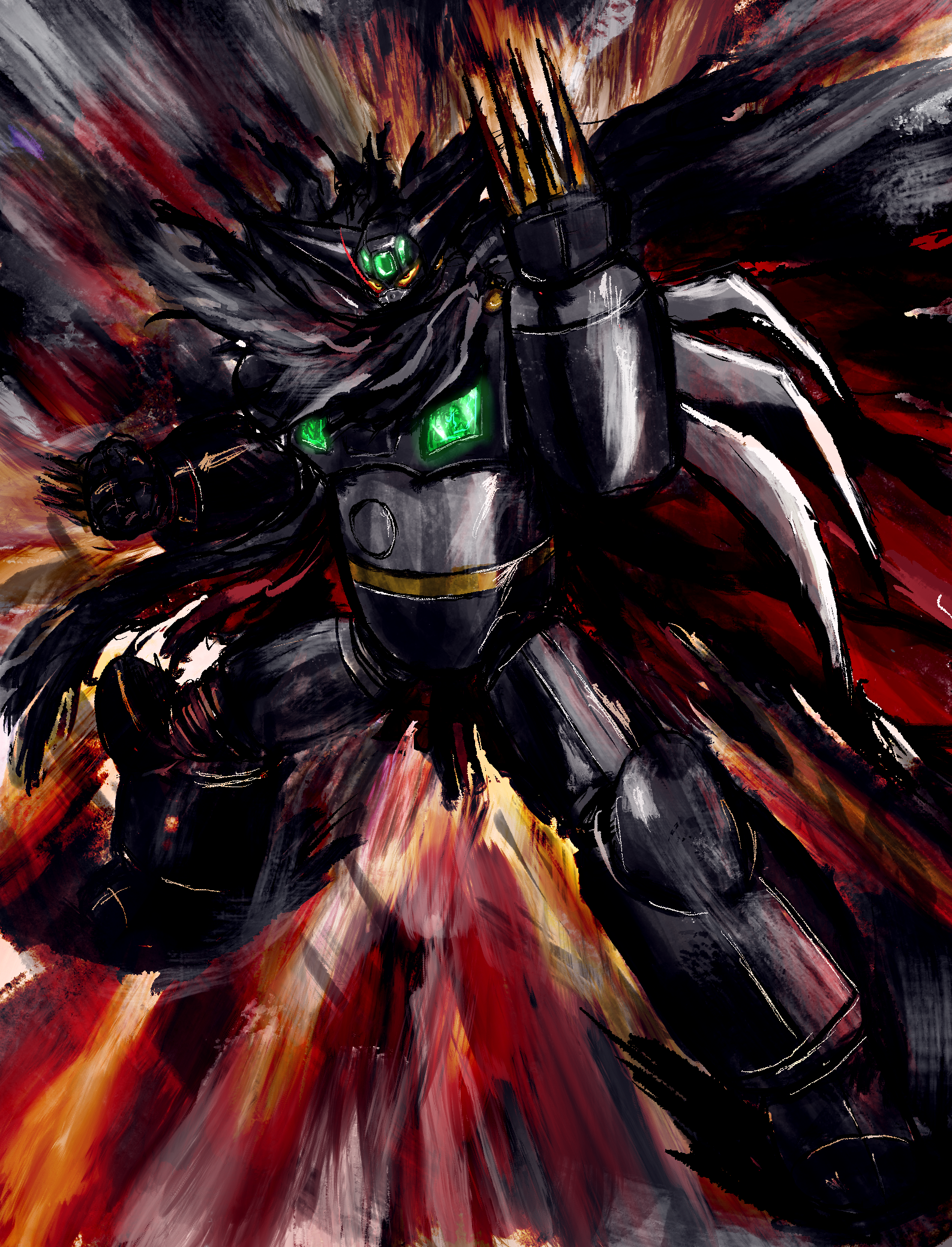 Anime Mech Super Robot Wars Getter Robo Getter Robo Armageddon Black Getter Artwork Digital Art Fan  1587x2080