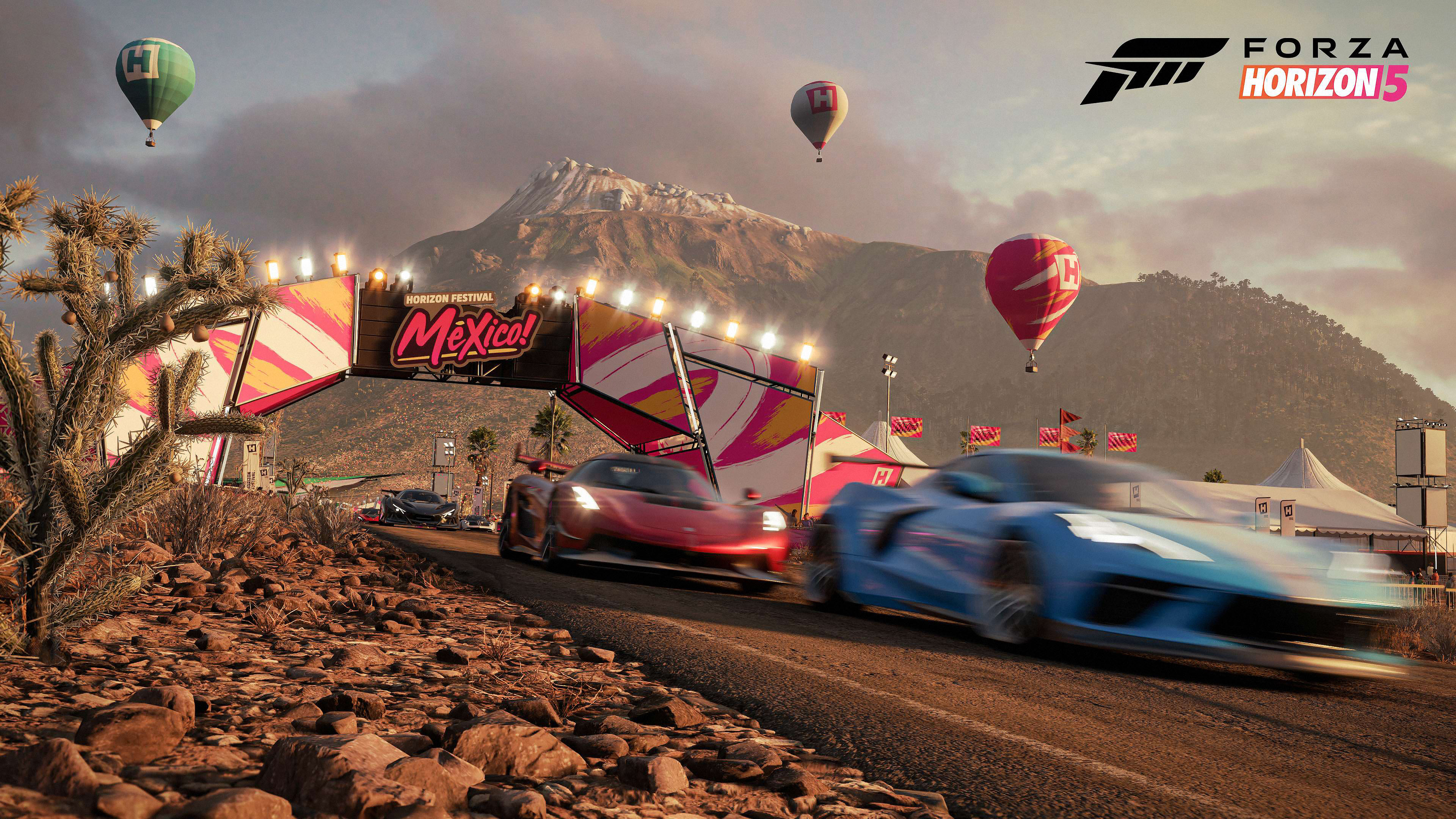 Forza Horizon 5 Mexico Video Games Car Vehicle Racing Blue Cars Red Cars 3840x2160
