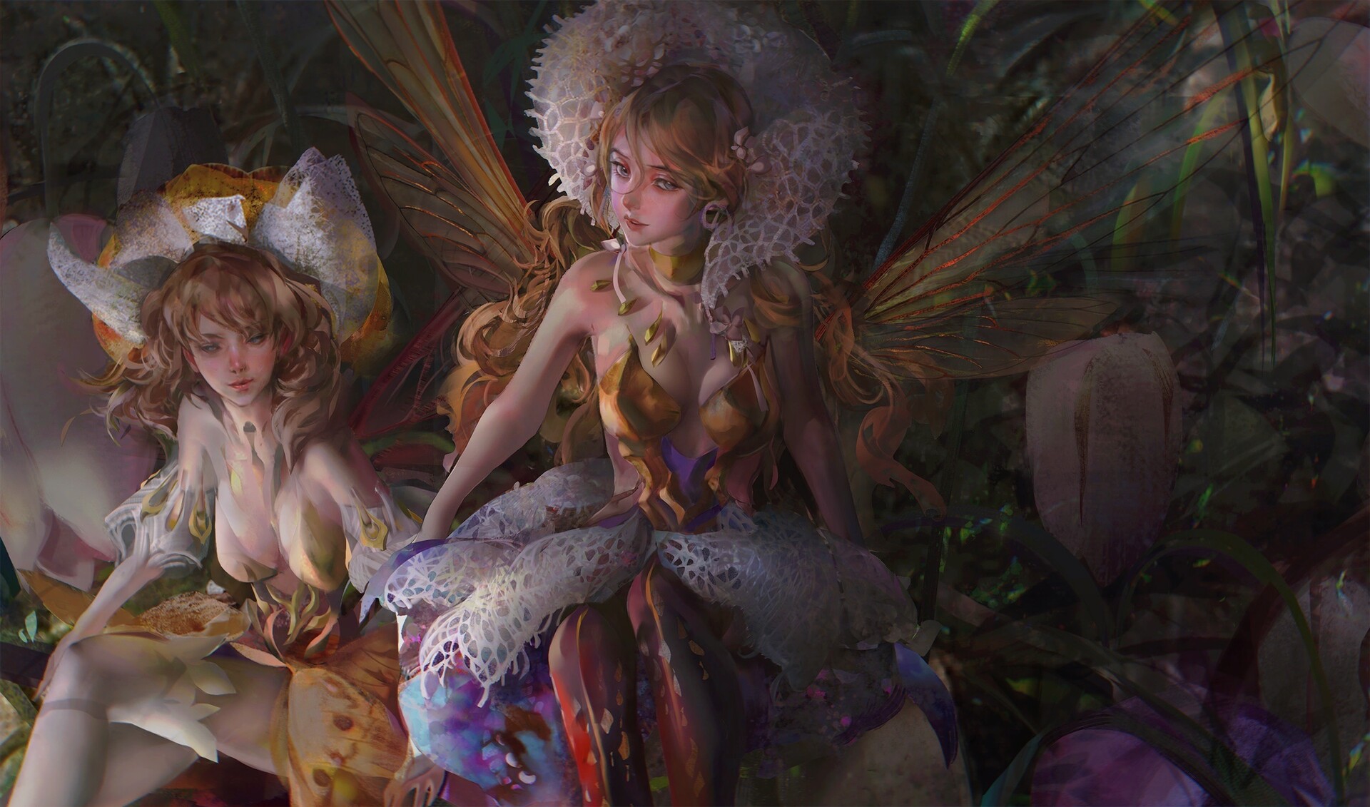 Amber Ye Artwork Fantasy Art Fantasy Girl Women Two Women 1920x1131