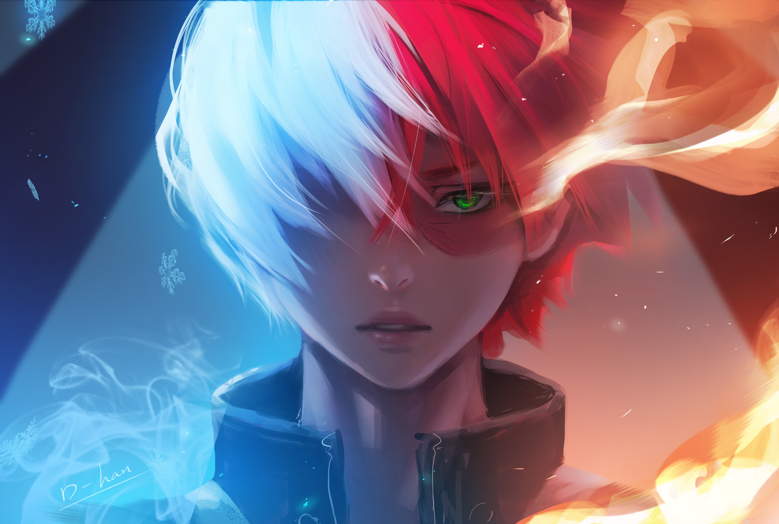 Shoto Todoroki Green Eyes Face Two Toned Hair Wallpaper - Resolution ...