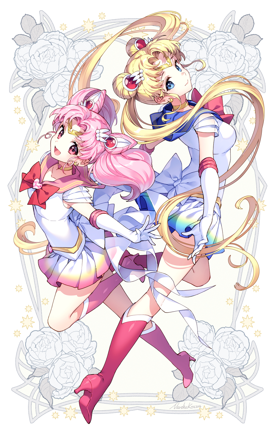 Nardack Artwork Anime Girls Sailor Moon Chibi Usagi Tsukino Usagi Sailor Uniform Pink Hair Blonde Tw 950x1500