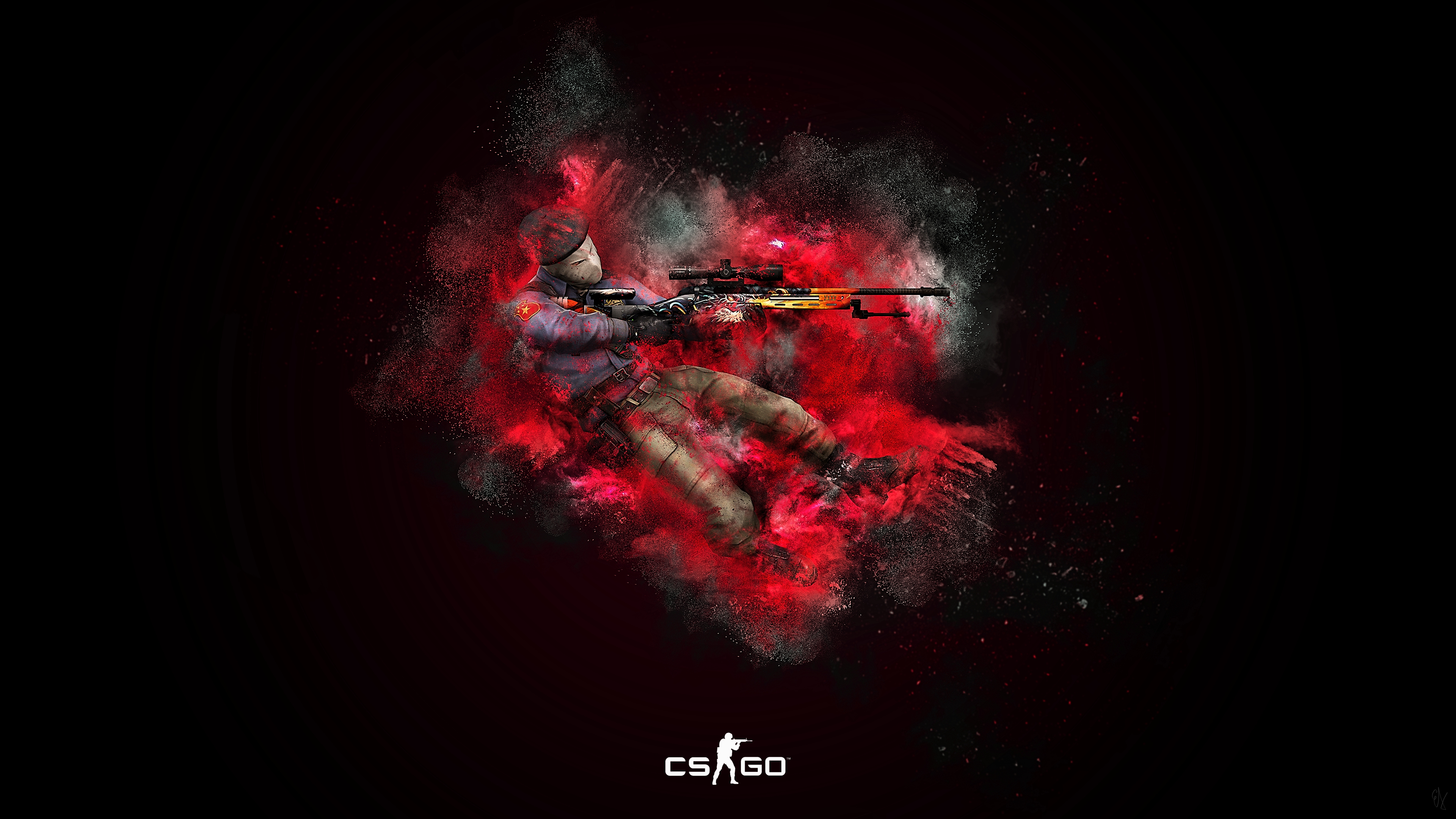 Counter Strike Global Offensive Video Games Red Smoke Red Black Background  Black Smoke Scopes Sniper Wallpaper - Resolution:3840x2160 - ID:1275185 -  