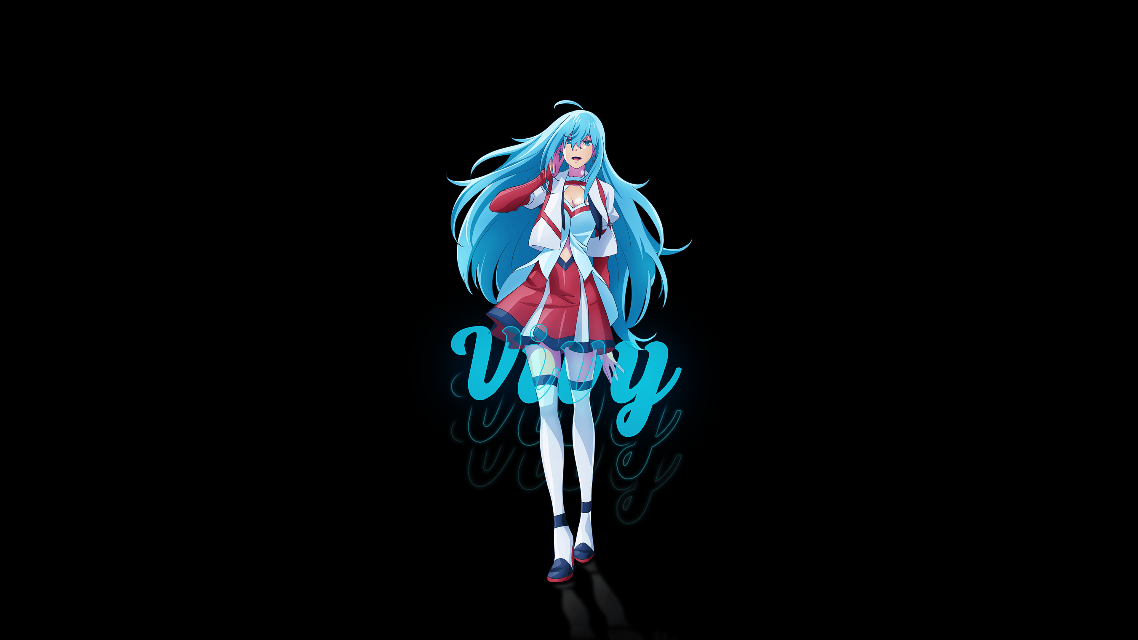 Vivy Vivy Fluorite Eye S Song Anime Anime Girls Simple Background Black Background Aqua Hair Long Ha 3840x2160