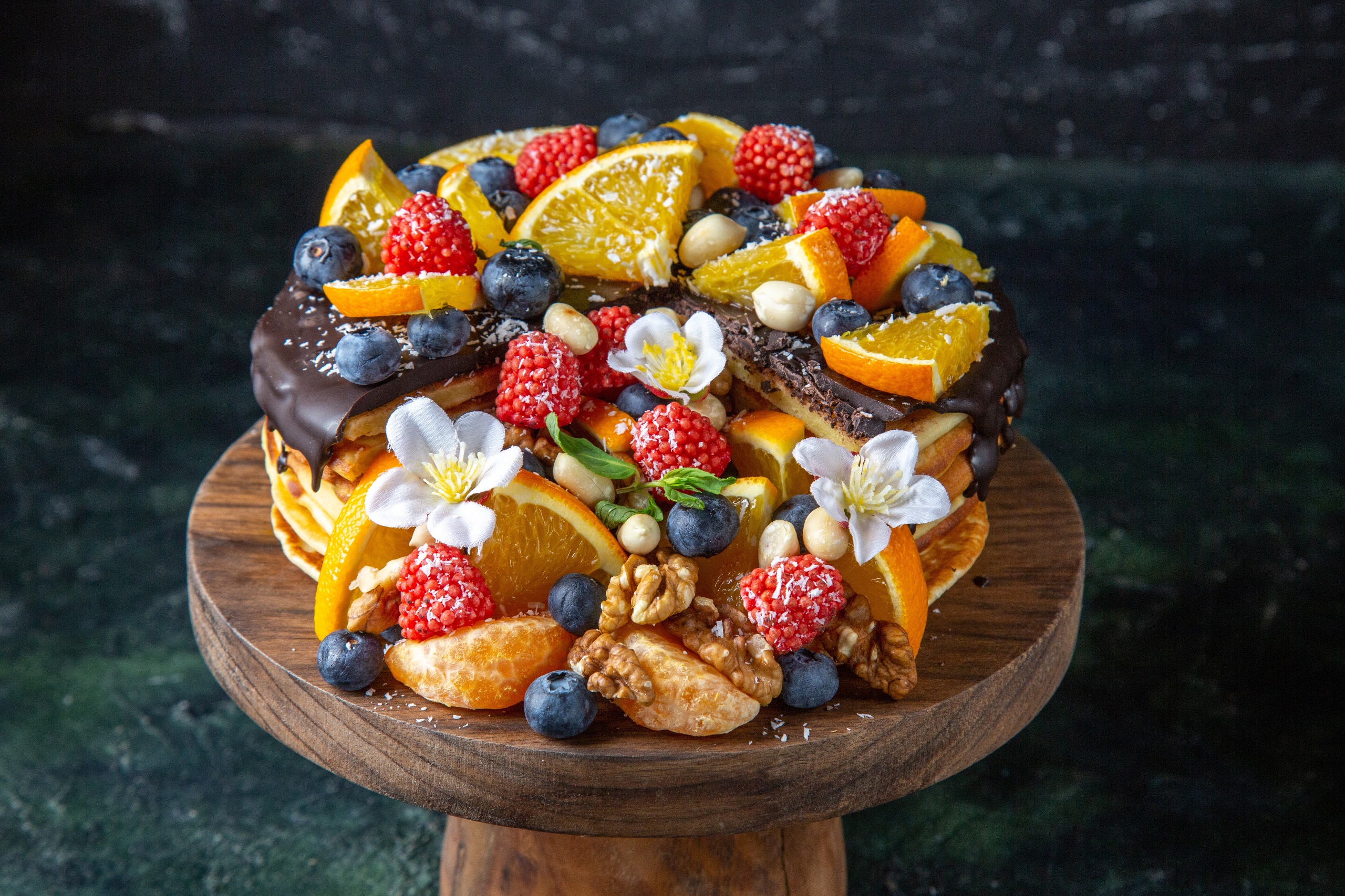 Food Sweets Berries Cake Nuts Flowers Colorful 2560x1707