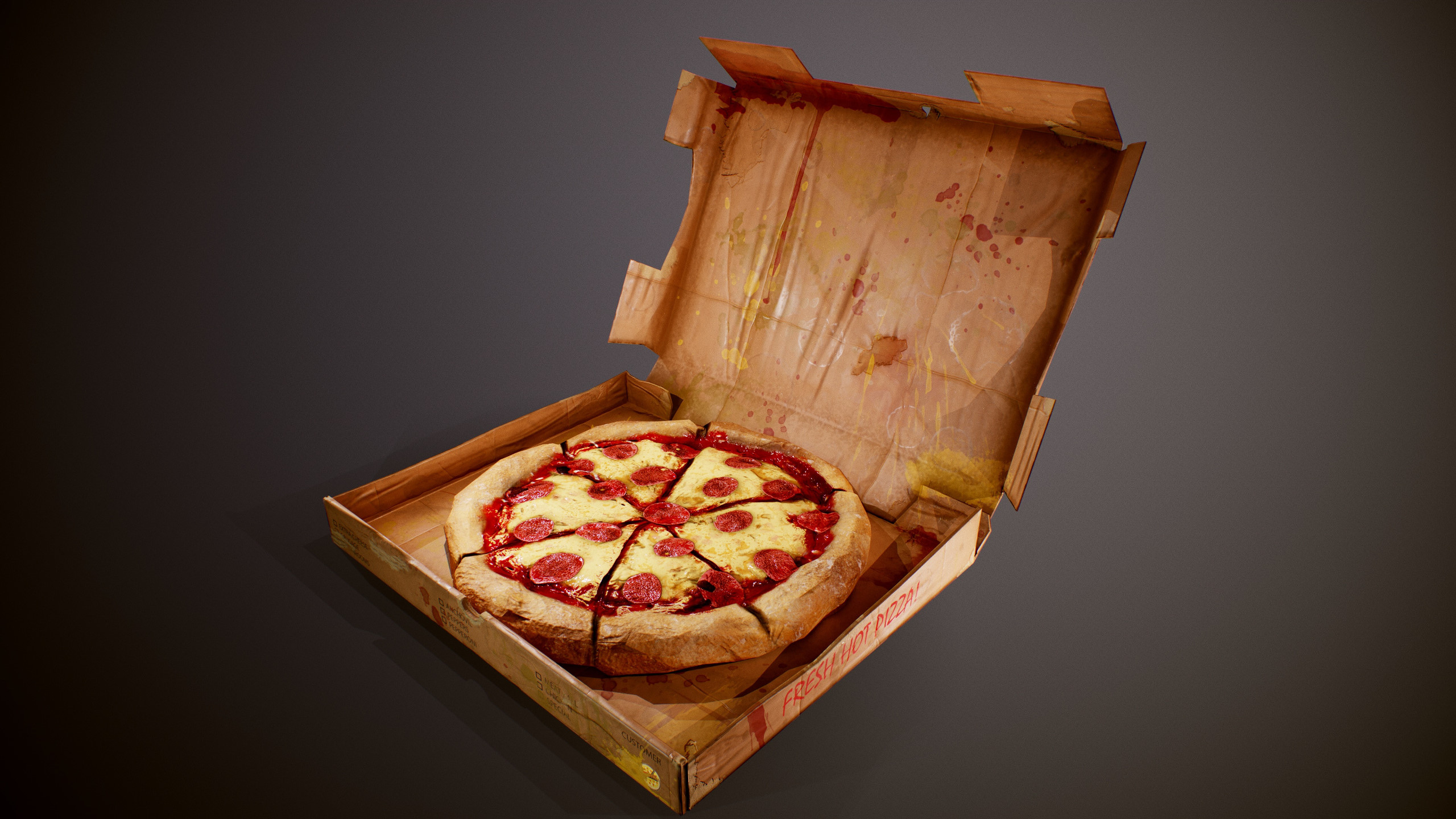 Adam Kenyon Food Pizza Simple Background Gradient Digital Art Carton Box 2560x1440
