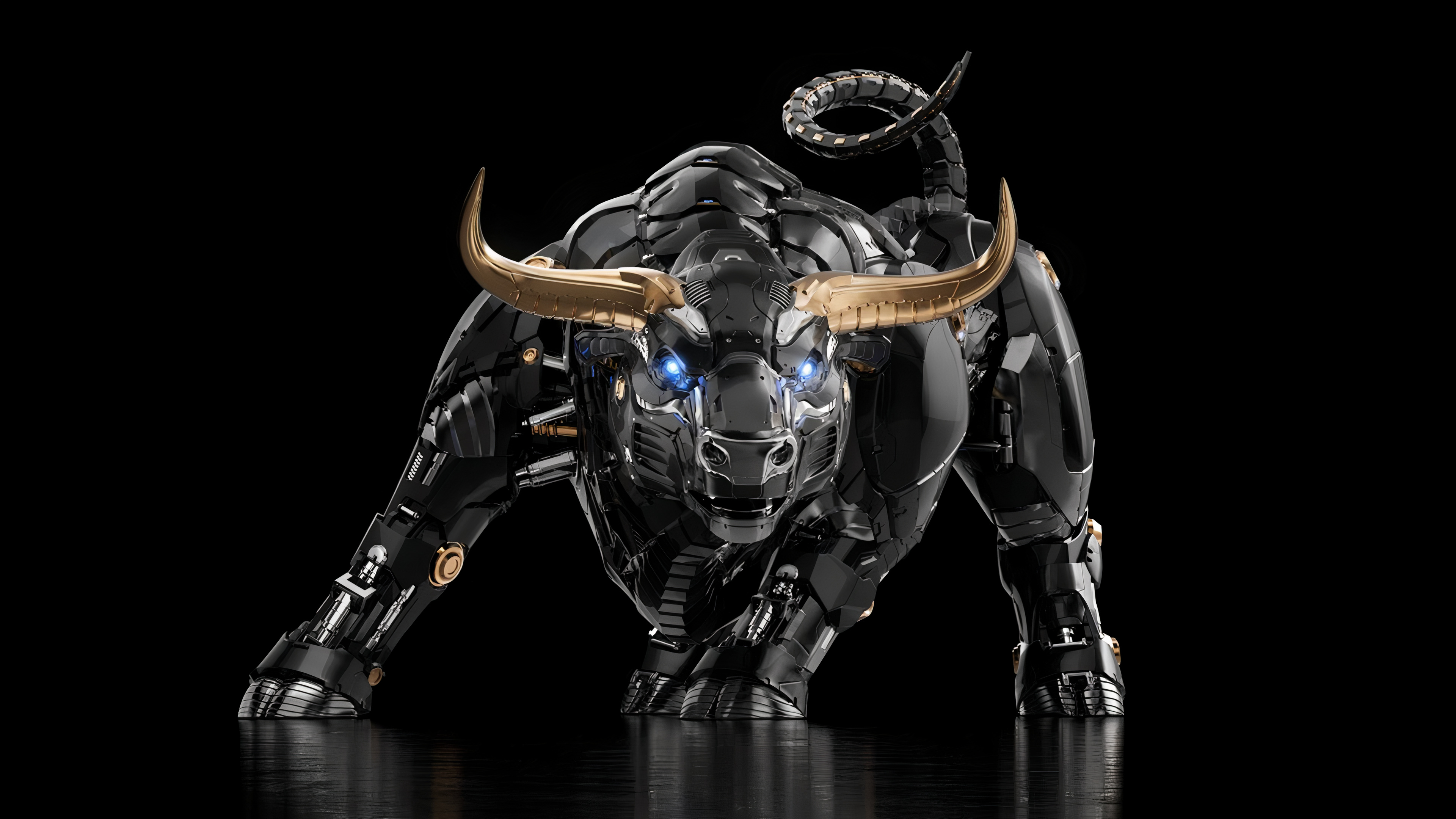 Bull Technology Black Background Render 3D 3840x2160