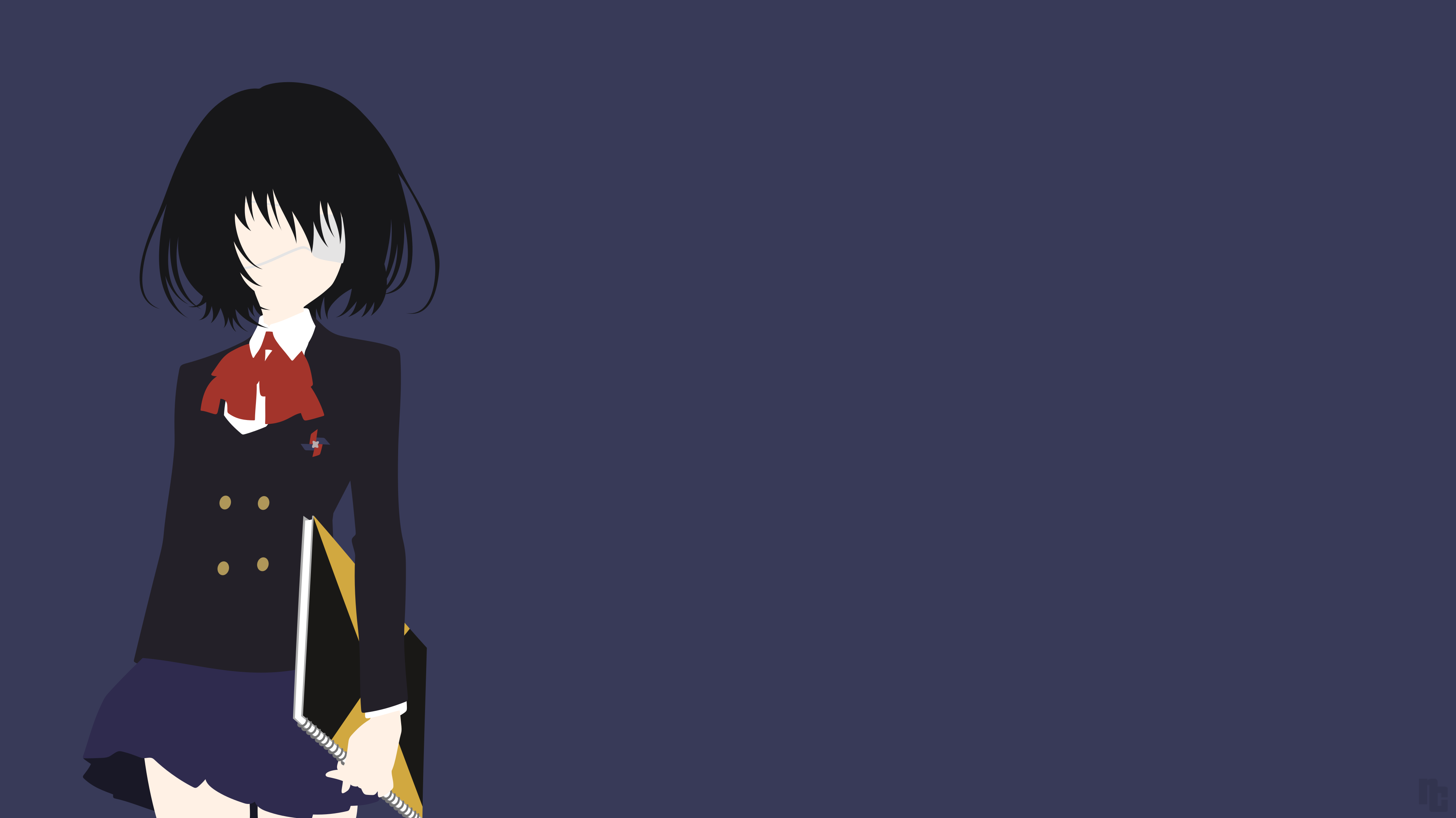 Another Anime Mei Misaki Minimalist Girl Skirt Eye Patch Black Hair Short Hair Bow Clothing 3840x2160