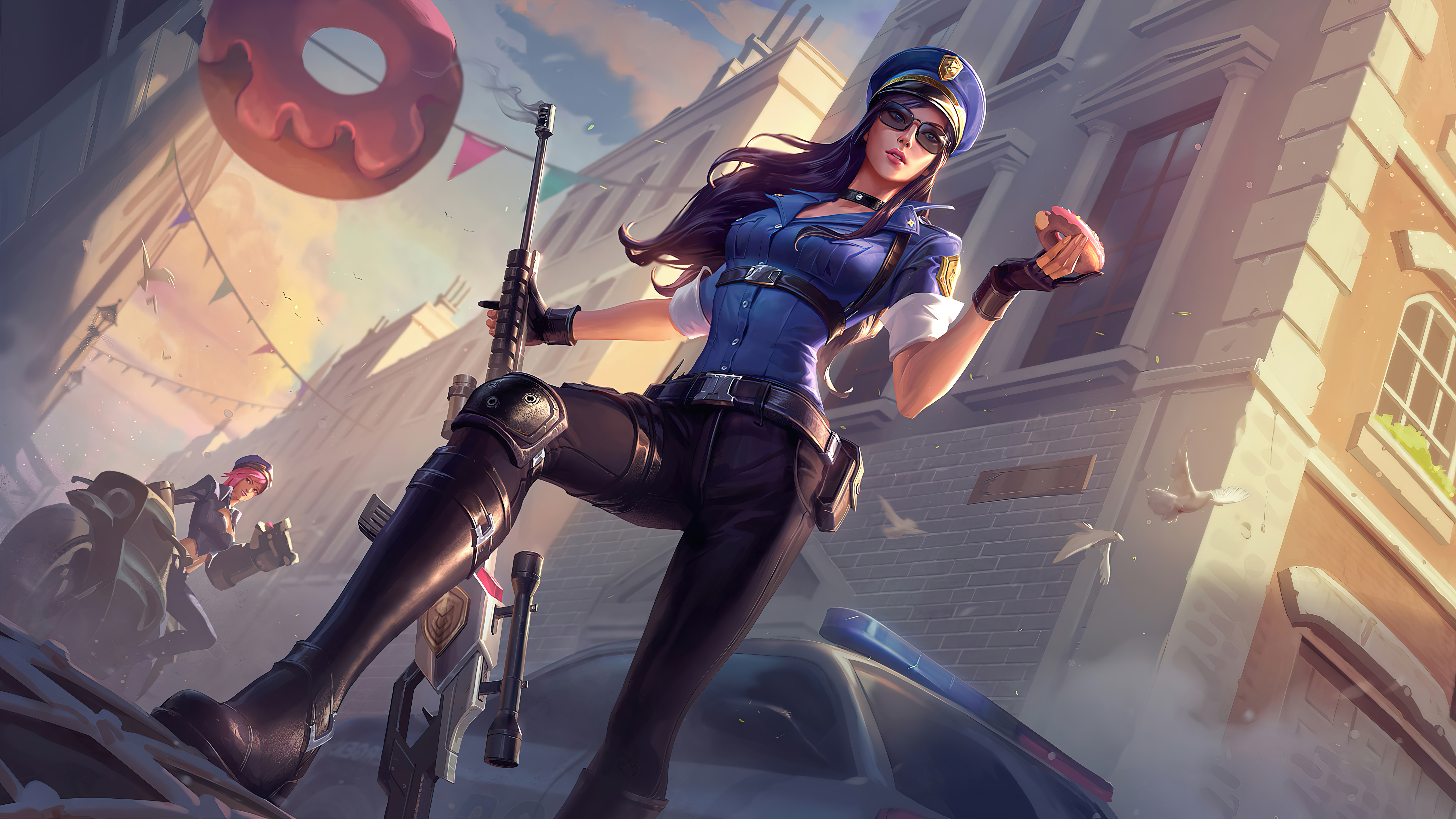 Caitlyn Caitlyn League Of Legends League Of Legends Riot Games Police GZG Digital Art 4K Piltover Vi 7680x4320