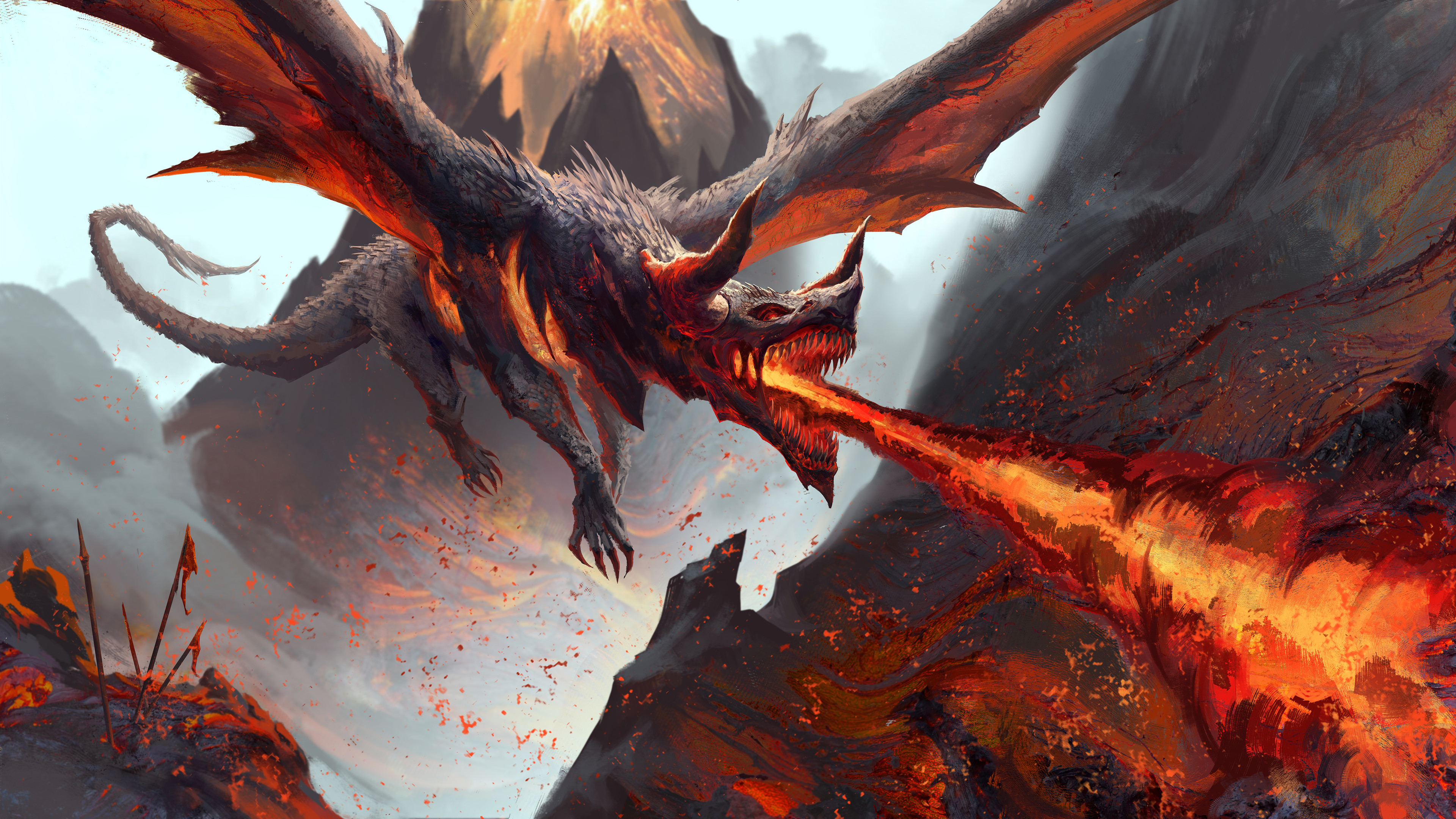 Richard Lay Digital Art Fantasy Art Dragon Creature 3840x2160