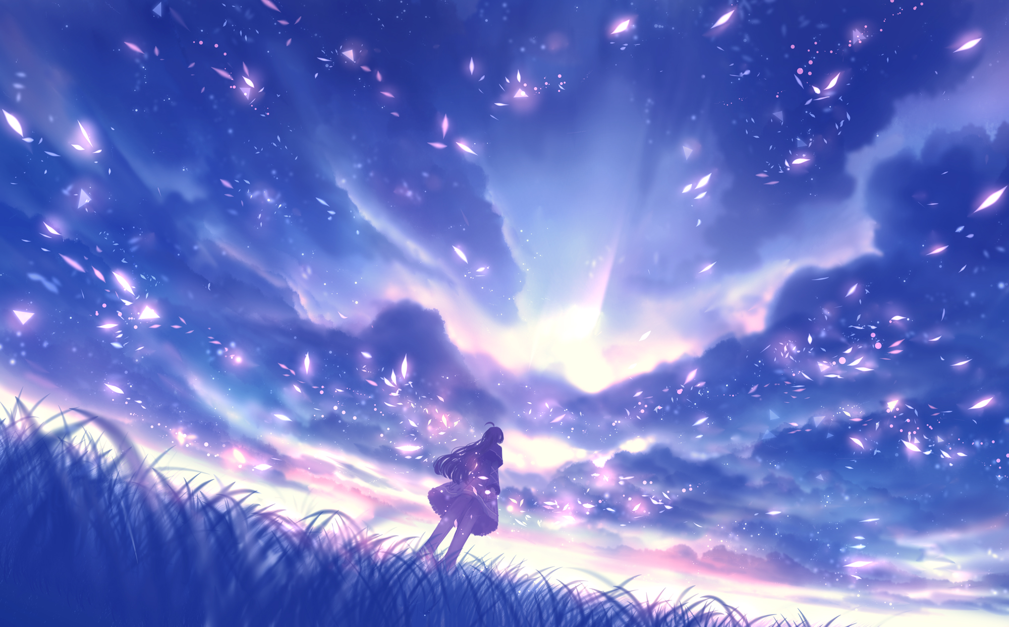Anime Anime Girls Bou Nin Artwork Sky Clouds 2000x1244