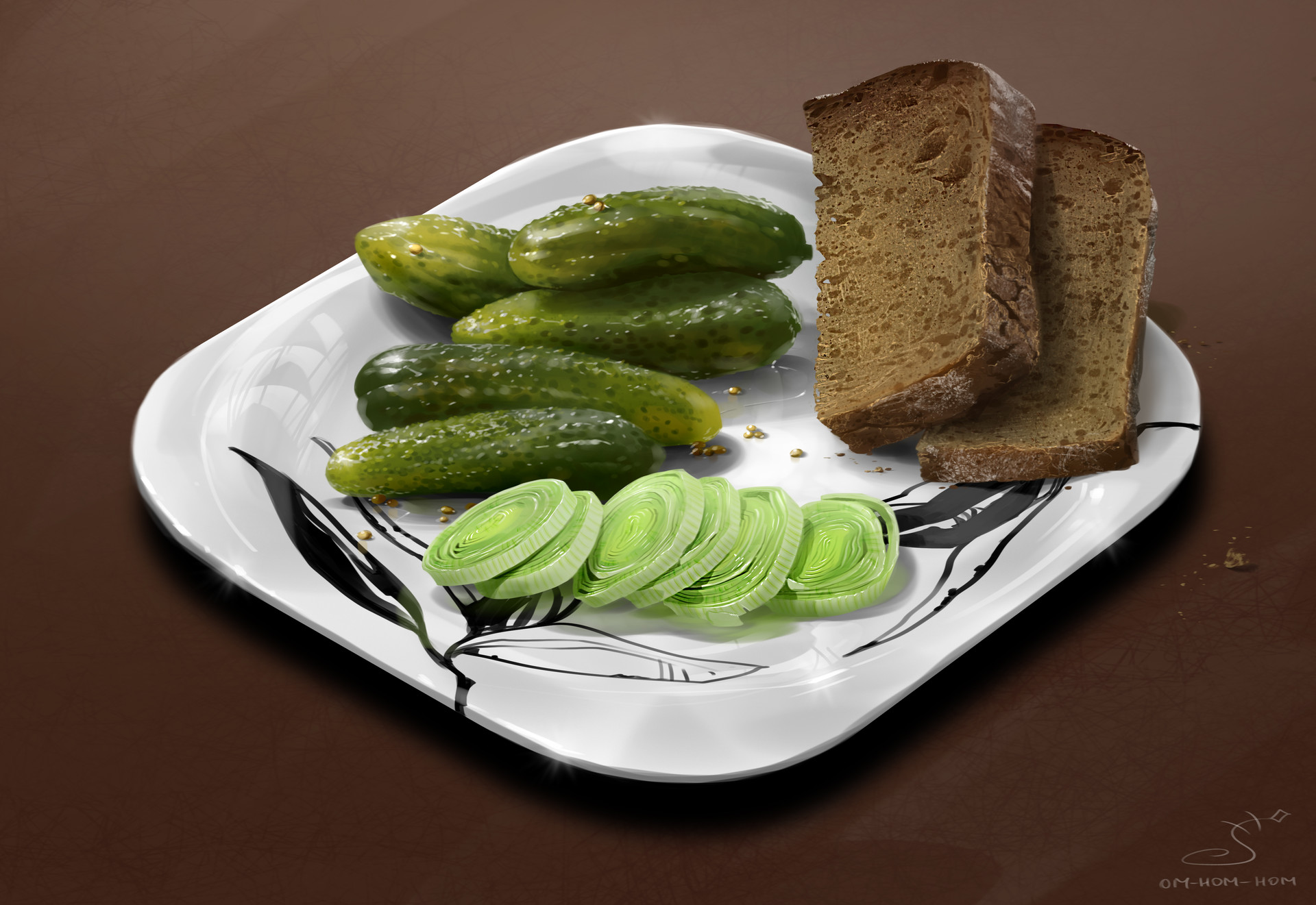 Artwork Food Cucumber Bread Pickles Leek 1920x1321