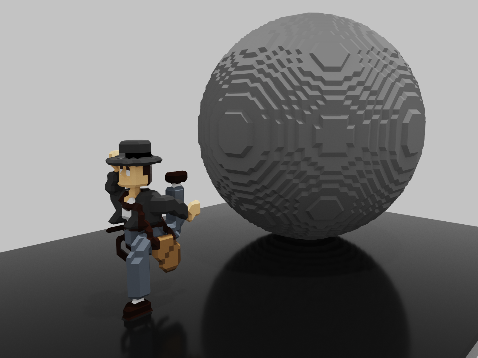 Indiana Jones Voxels Pixel Art Low Poly 1600x1200