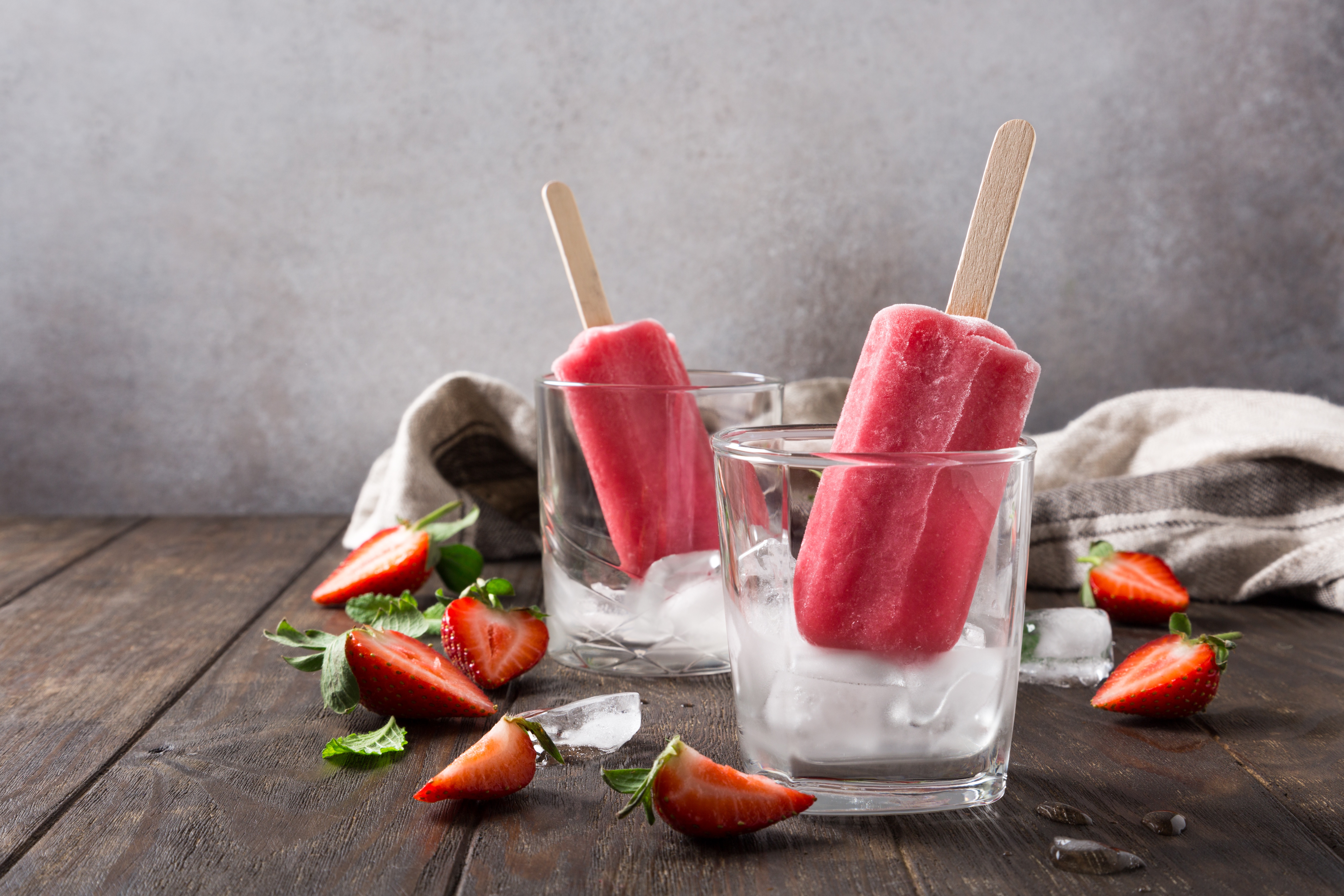 Berry Fruit Glass Ice Ice Cream Still Life Strawberry 5671x3781
