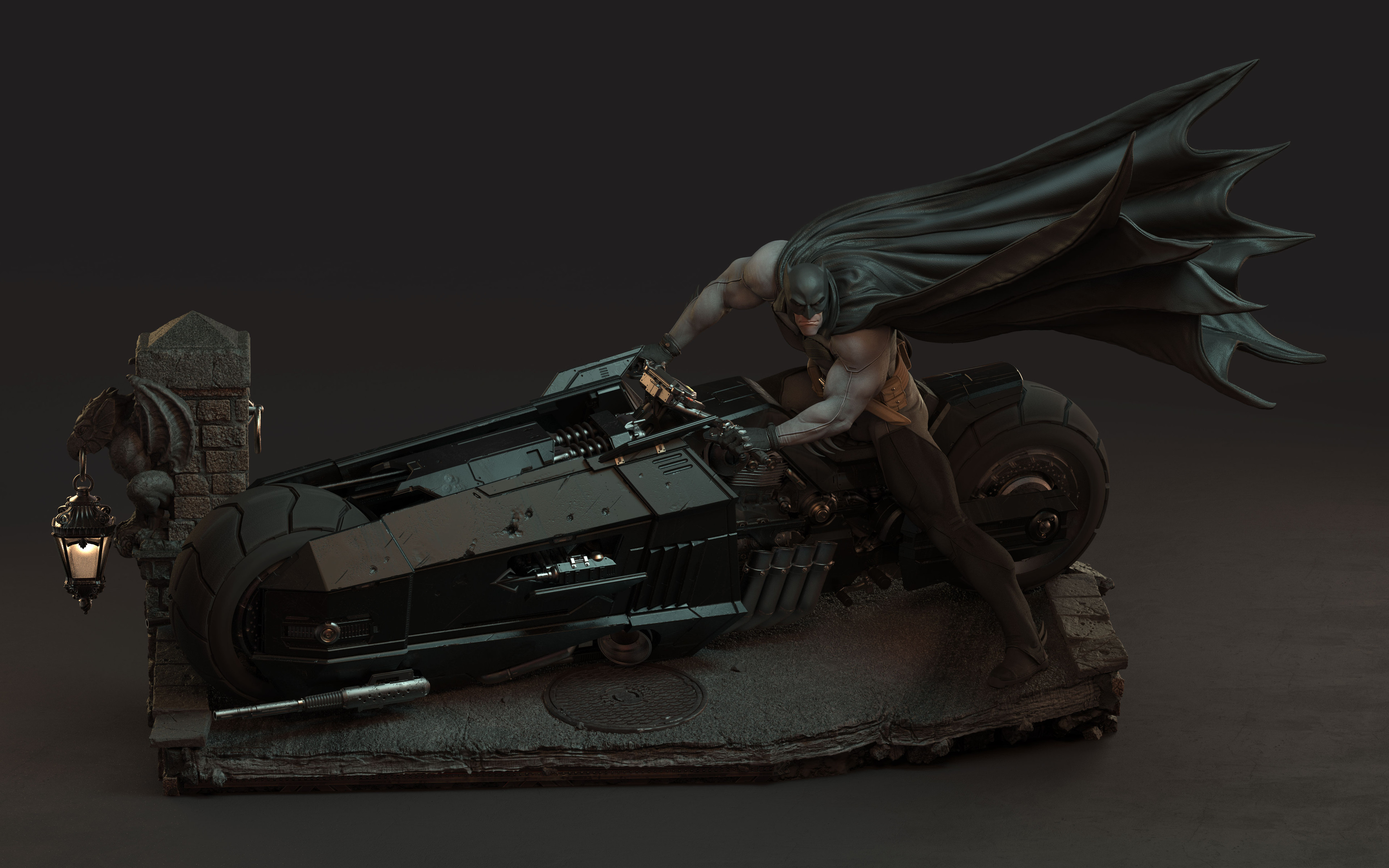 Artwork Vehicle ArtStation Batman Batcylce 3840x2400