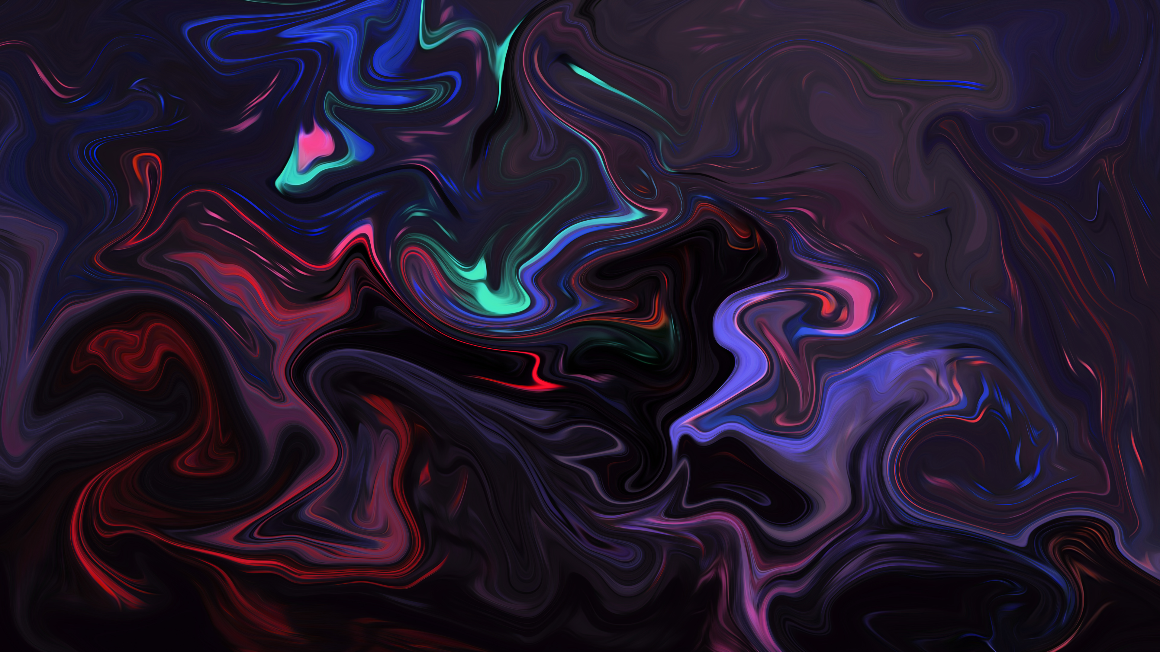 Abstract Fluid Liquid Artwork Colorful Shapes Dark 3840x2160