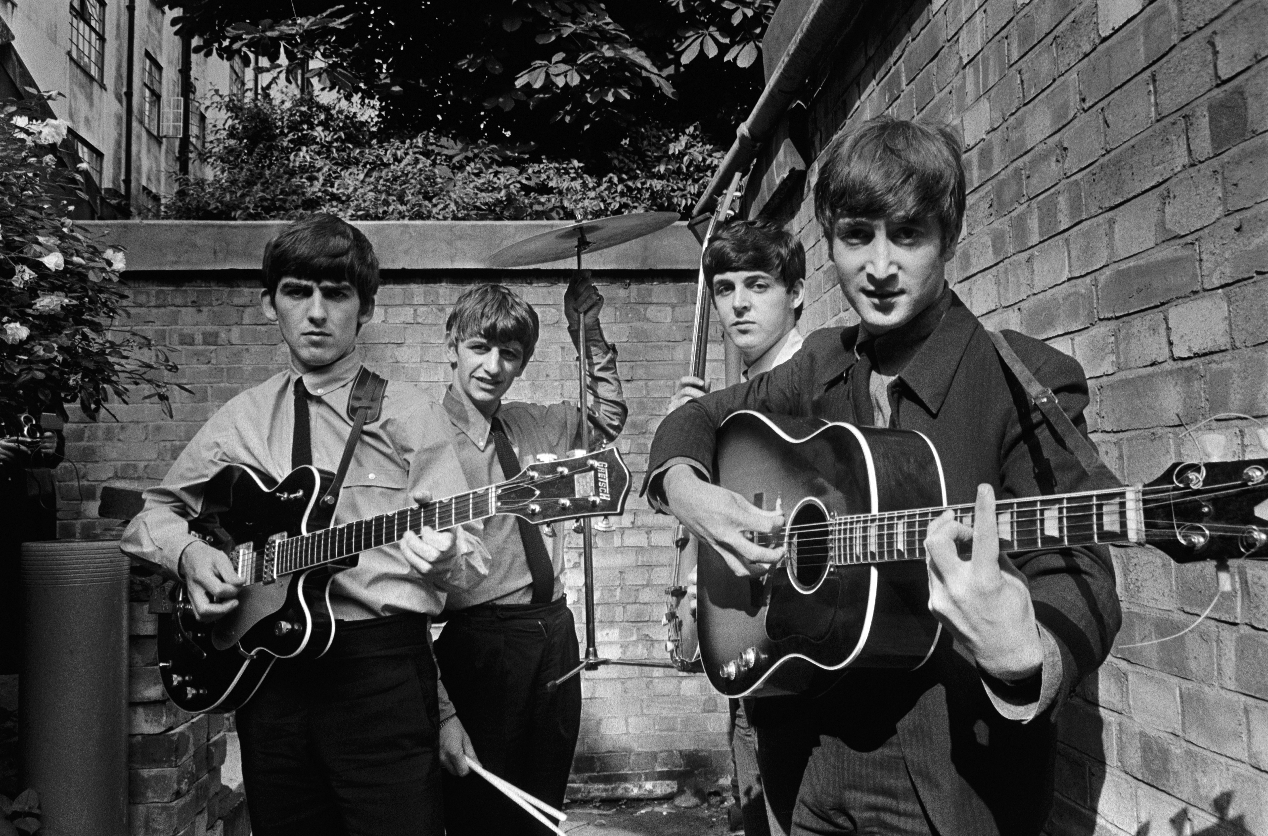 The Beatles John Lennon Paul McCartney Ringo Starr George Harrison Band Monochrome Musical Instrumen 5100x3362