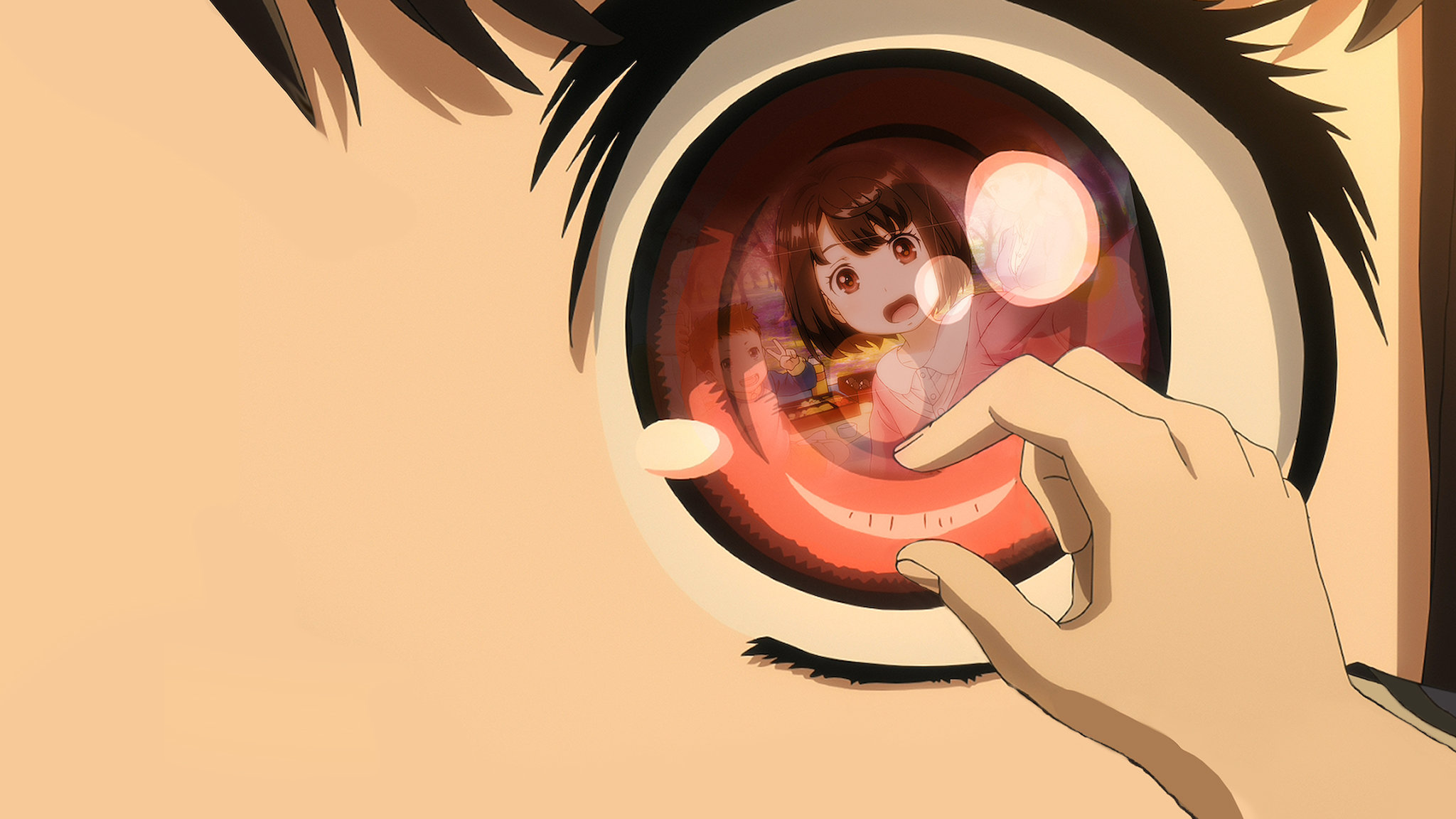 A I C O Anime Anime Girls Eyes Beige Background Simple Background Brunette Reflection Red Eyes Anime 2048x1152