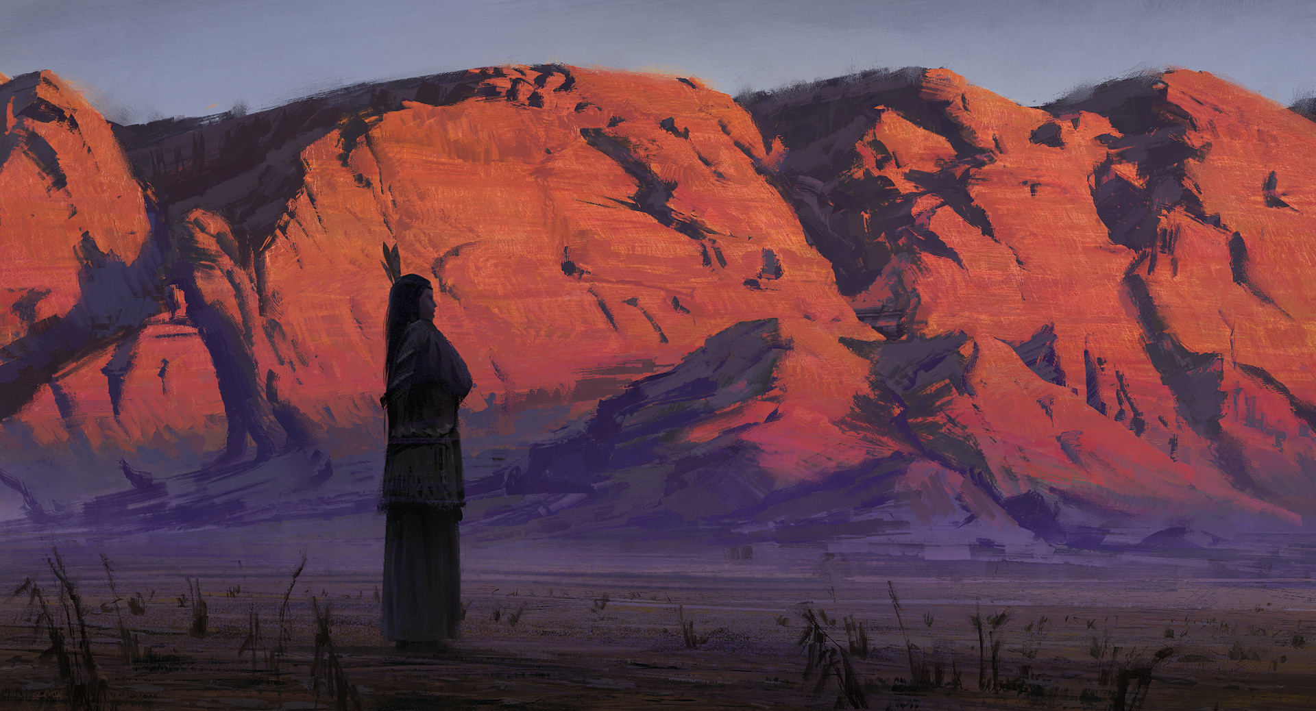 Artwork Digital Art Nature Mountains Native Americans 1920x1038