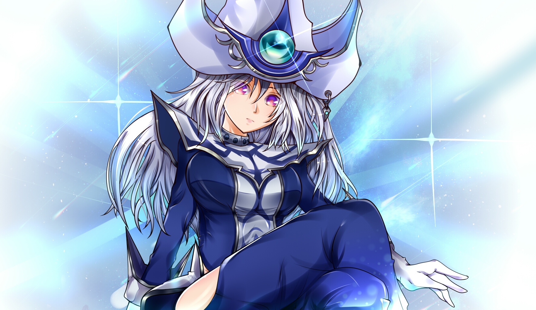 Anime Anime Girls Yu Gi Oh Long Hair White Hair Silent Magician Witch Witch Hat 1768x1023