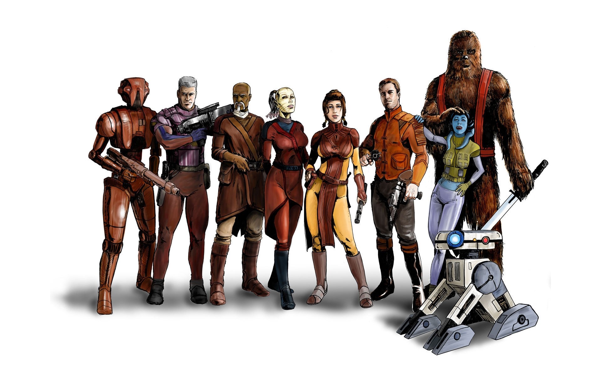 Star Wars Knights Of The Old Republic Artwork HK 47 White Background Simple Background 1920x1200