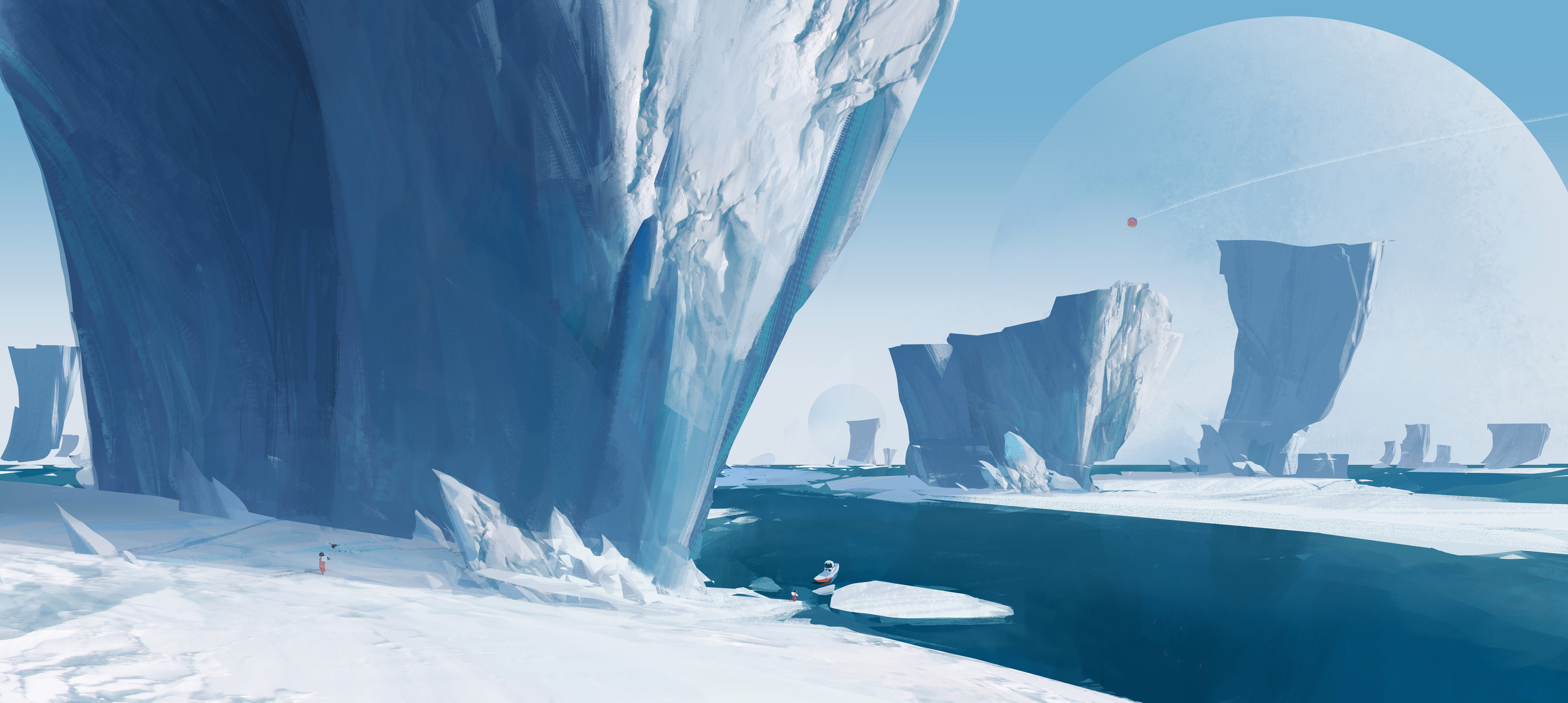 4K Digital Art Iceberg Sea Ultrawide 3840x1723