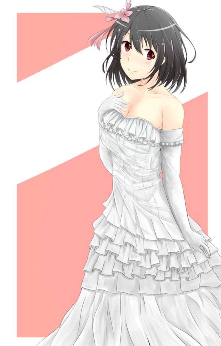 Anime Anime Girls Weddings Wedding Dress Artwork Digital Art Fan Art Kantai Collection Yamashiro Kan 856x1337