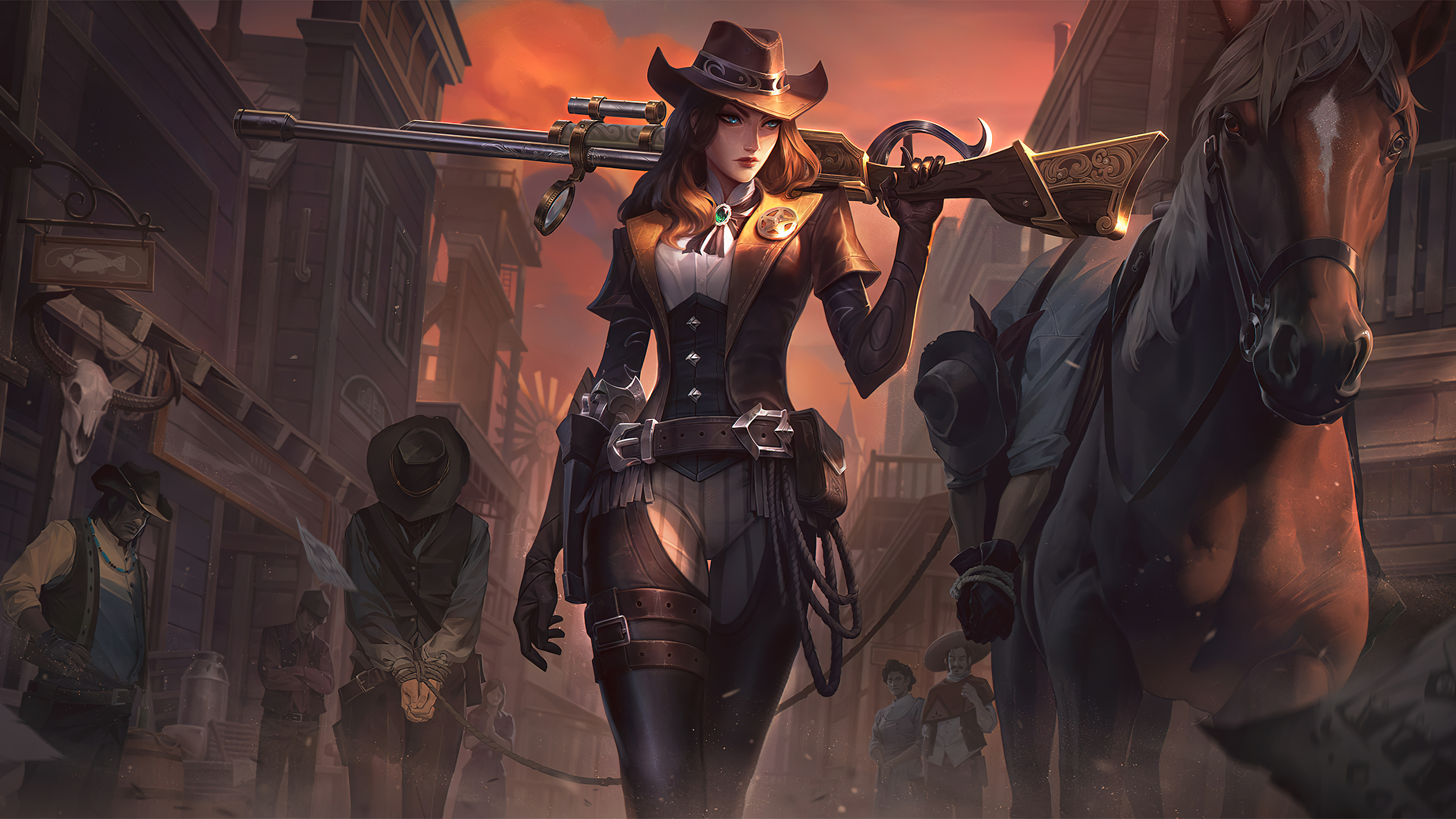 Sheriff Caitlyn Caitlyn League Of Legends League Of Legends Riot Games Adcarry ADC GZG 4K Digital Ar 7680x4320