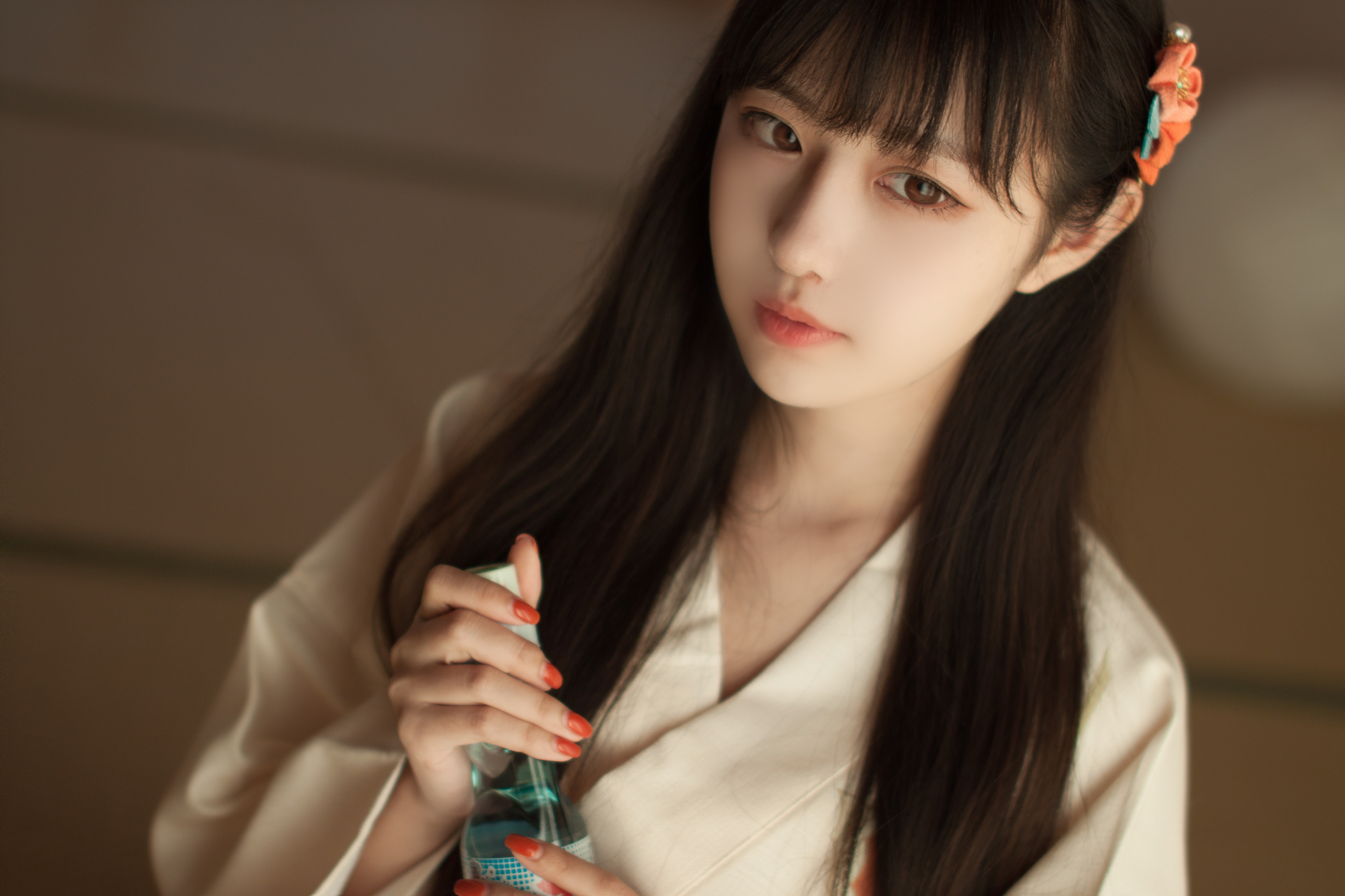 Asian Long Hair Black Hair Kimono Tatami Living Rooms Women Shika XiaoLu 4032x2688