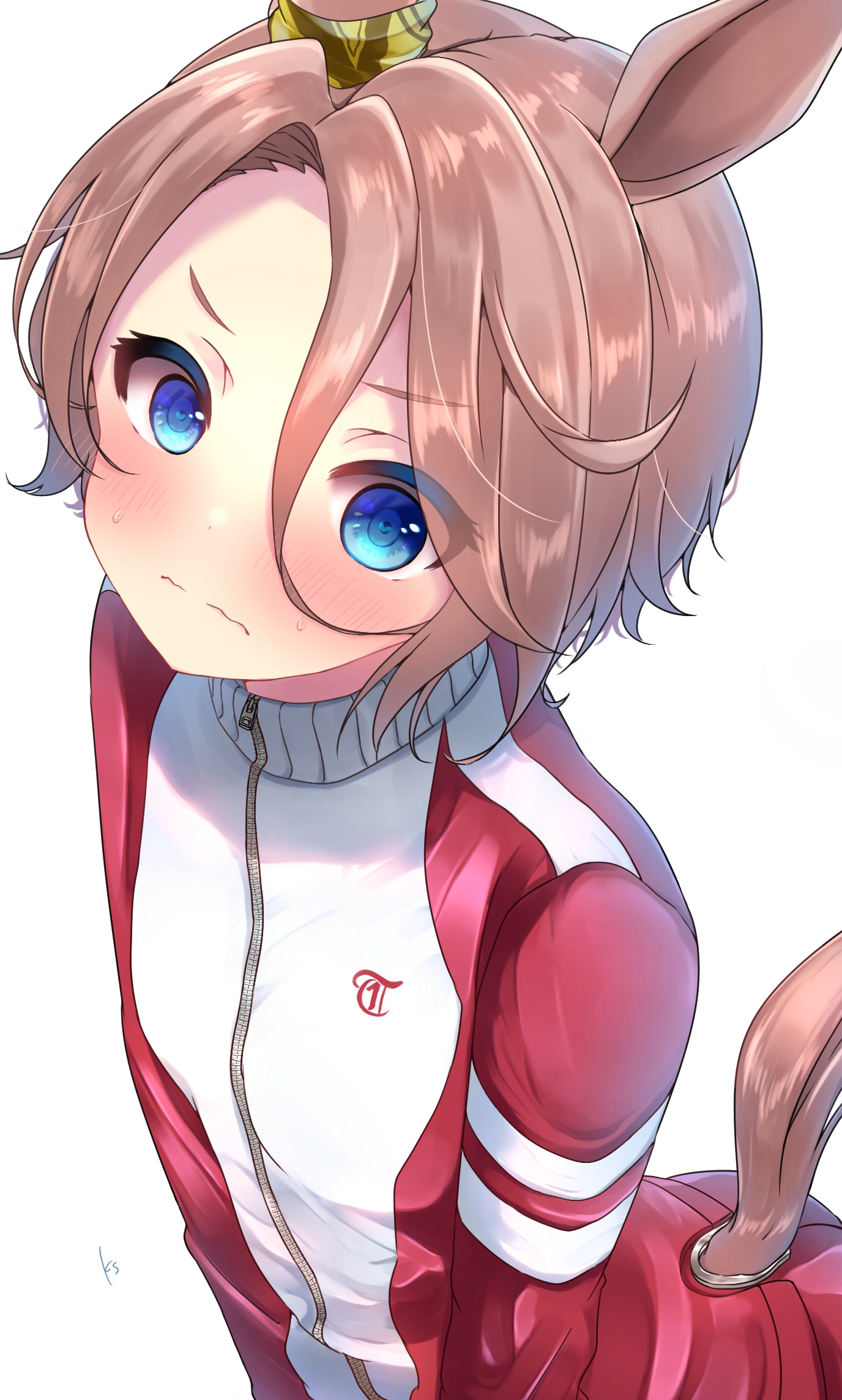Uma Musume Pretty Derby Short Hair Embarrassed Tail Tracksuit Gym Clothes Blue Eyes Tomboy Looking A 1376x2286