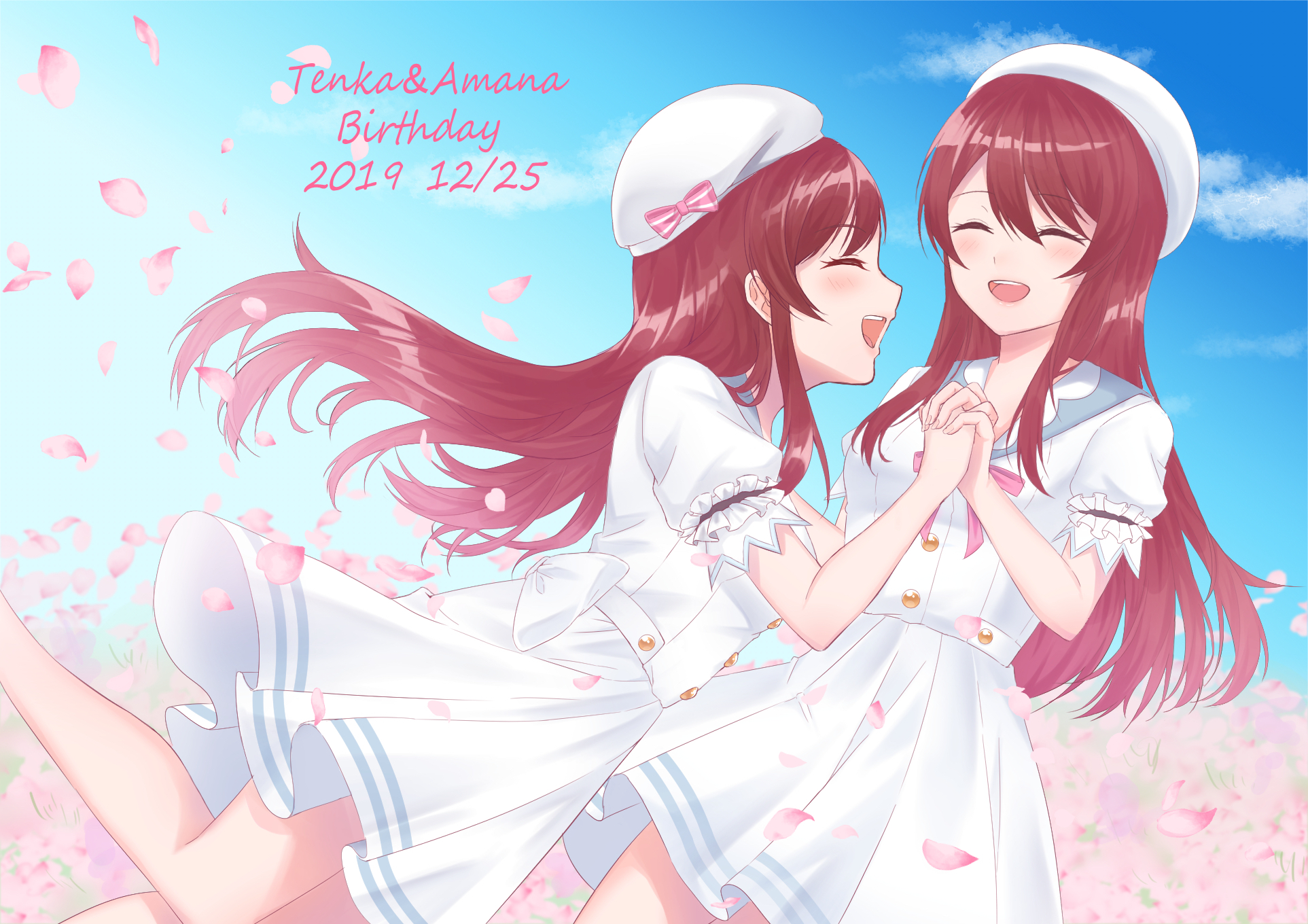 Twins Holding Hands THE IDOLM STER The Idolmaster Shiny Colors Long Hair Brunette Happy Birthday Oos 1925x1360