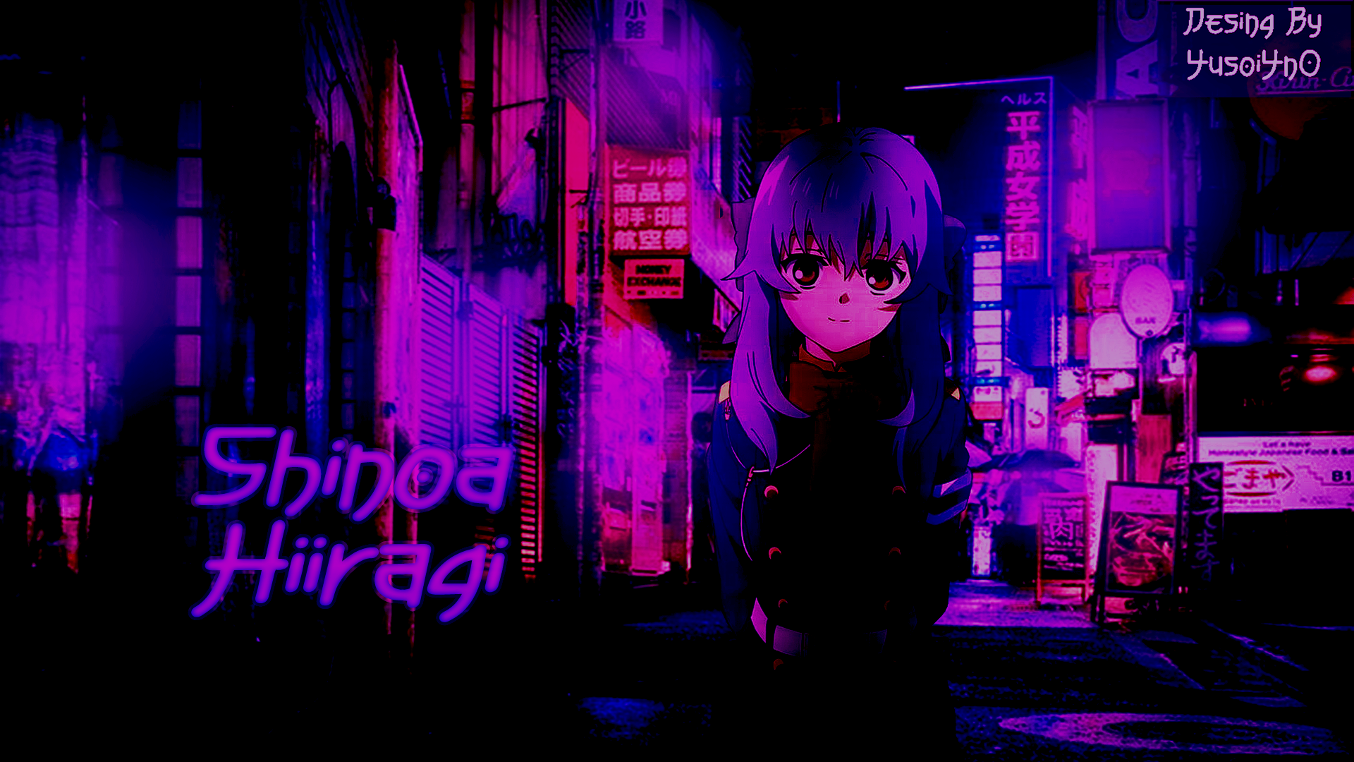 Anime Girls Owari No Seraph Purple Hair Street Art Hiiragi Shinoa 1920x1080