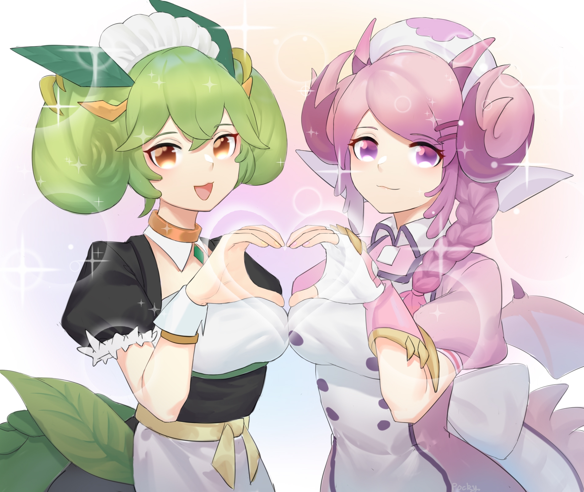 Anime Anime Girls Yu Gi Oh Trading Card Games Nurse Dragonmaid Parlor Dragonmaid Shoulder Length Hai 1900x1600