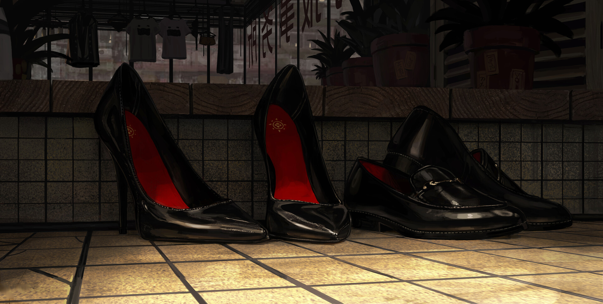 GUWEiZ Anime Shoes Tile Floor 1920x969